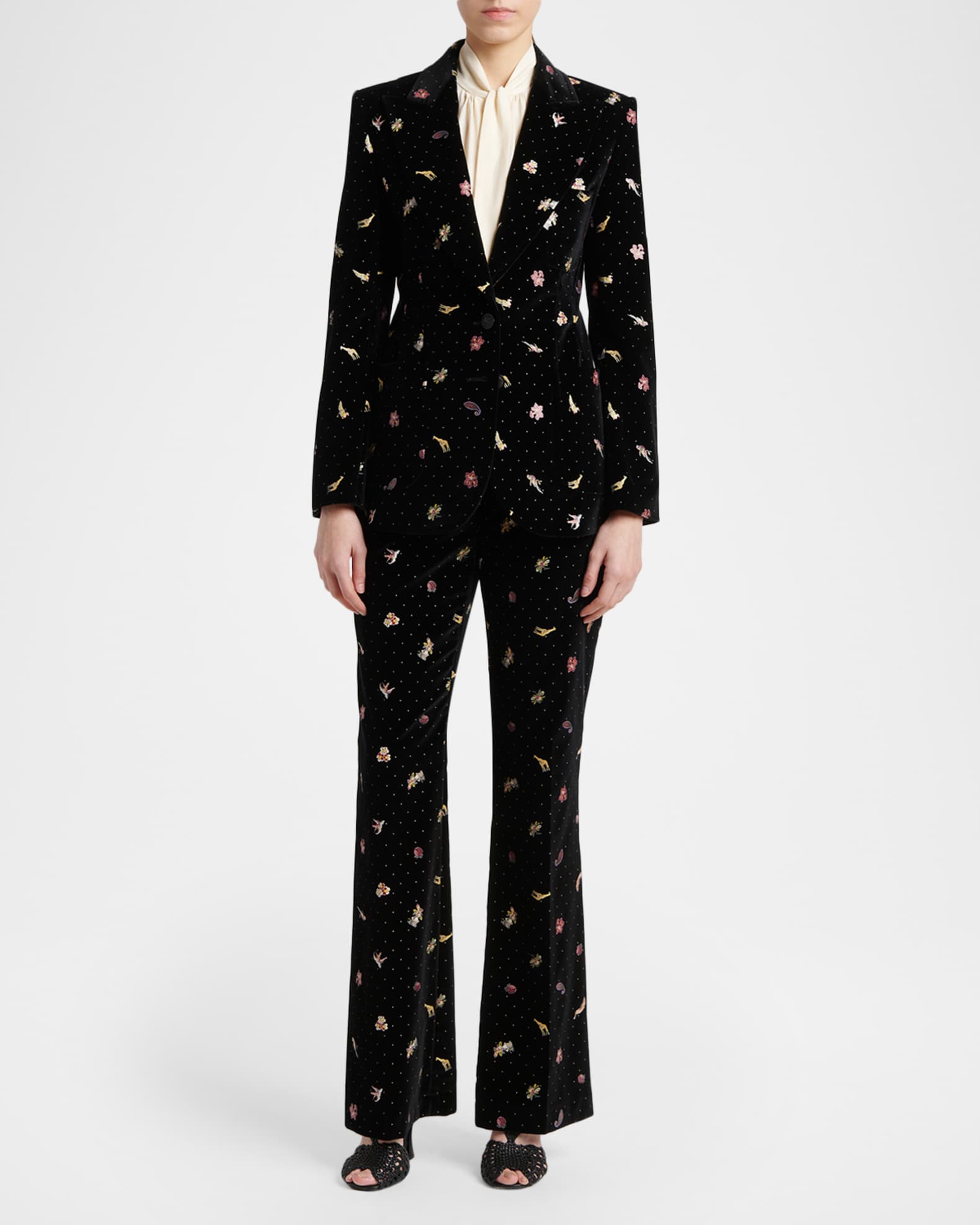 Etro Polka-Dot Velvet Single-Breasted Jacket | Neiman Marcus