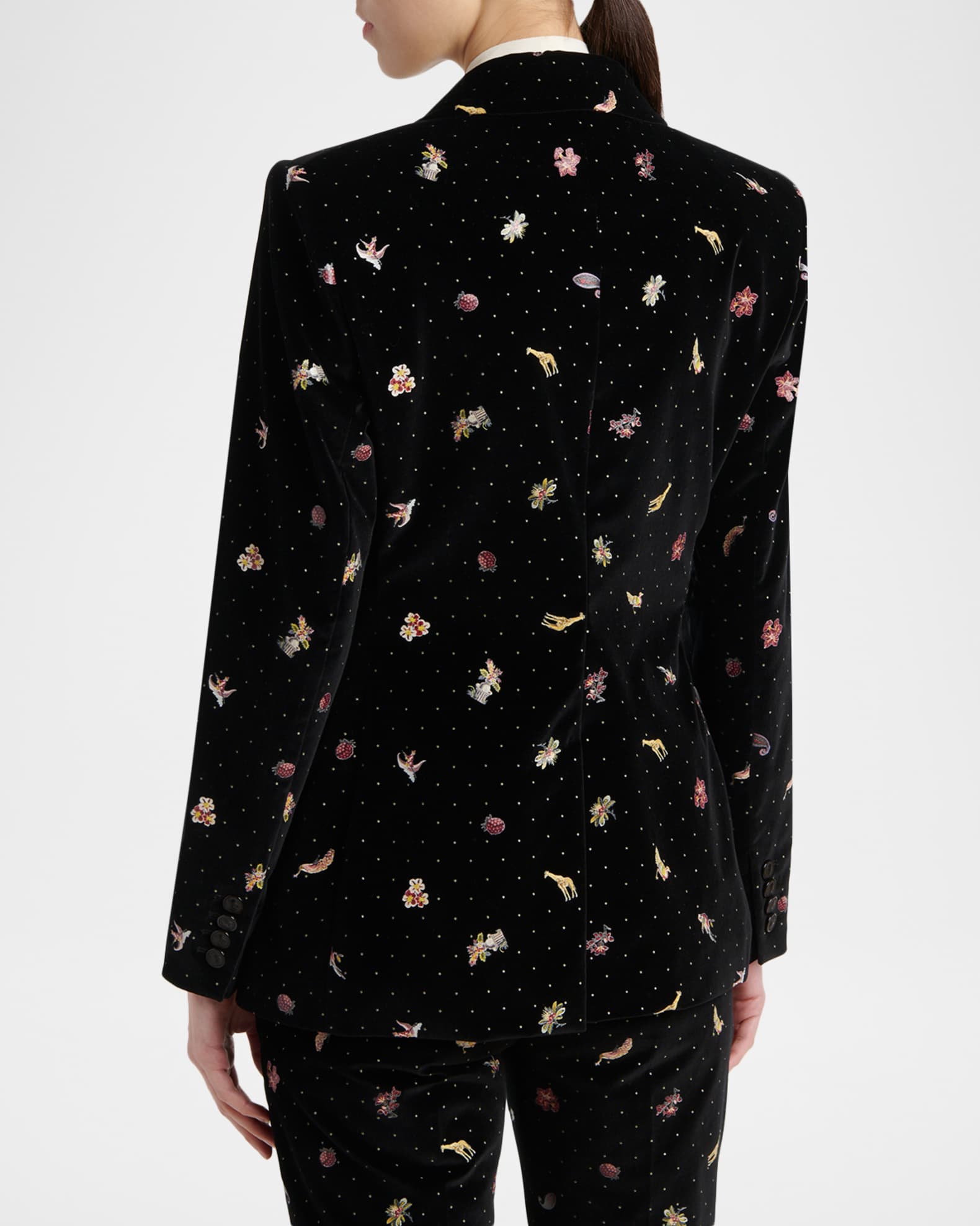 Etro Polka-Dot Velvet Single-Breasted Jacket | Neiman Marcus