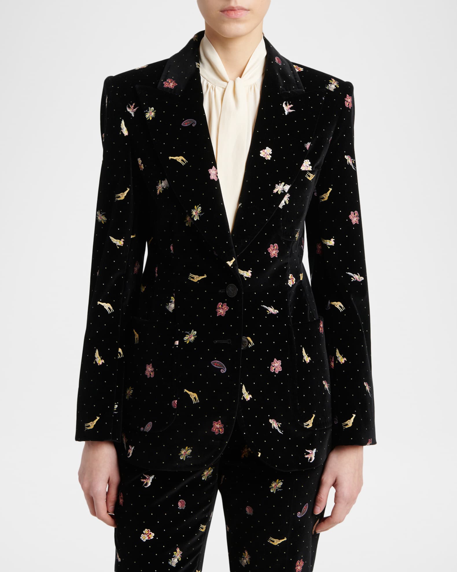 Etro Polka-Dot Velvet Single-Breasted Jacket | Neiman Marcus
