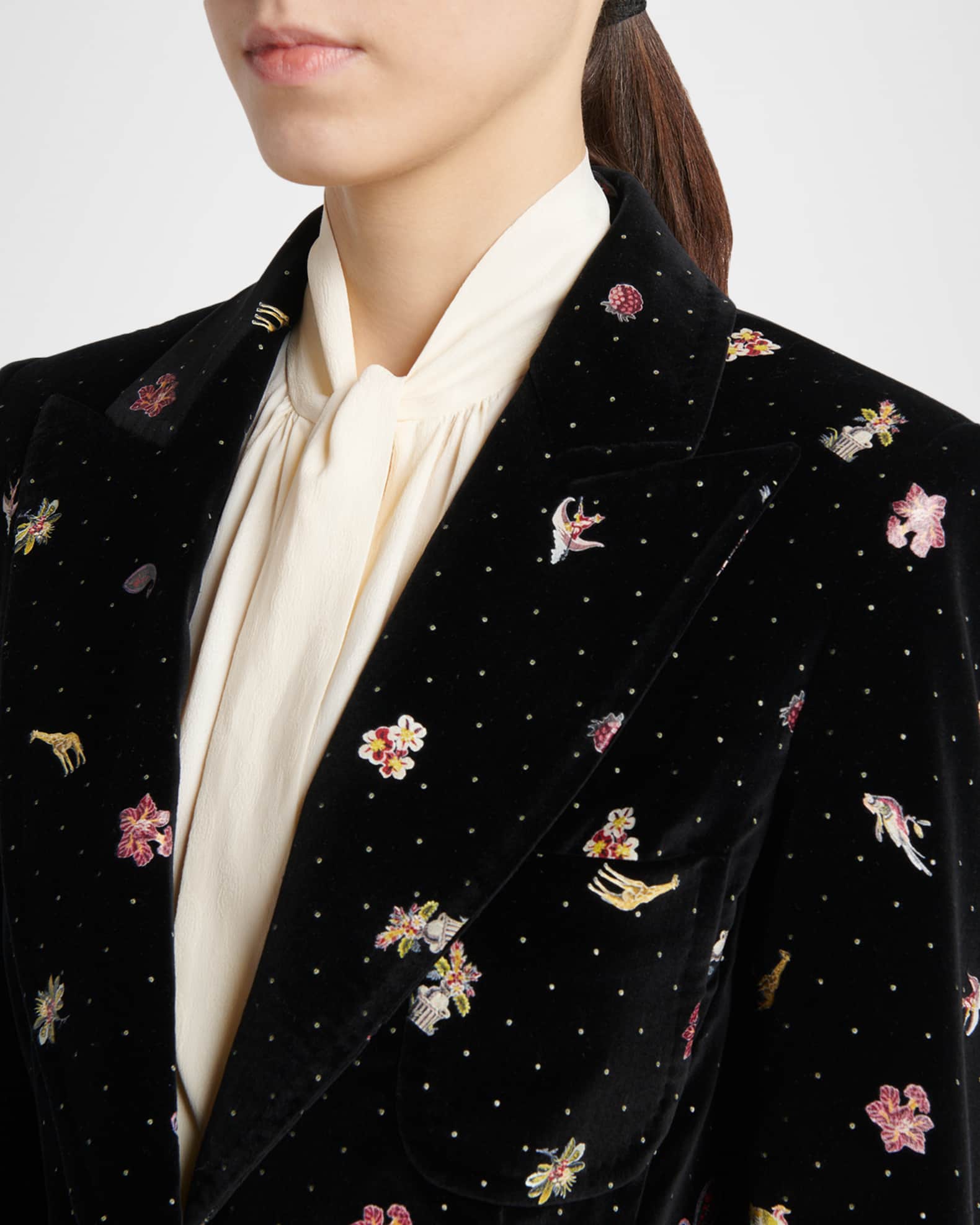 Etro Polka-Dot Velvet Single-Breasted Jacket | Neiman Marcus