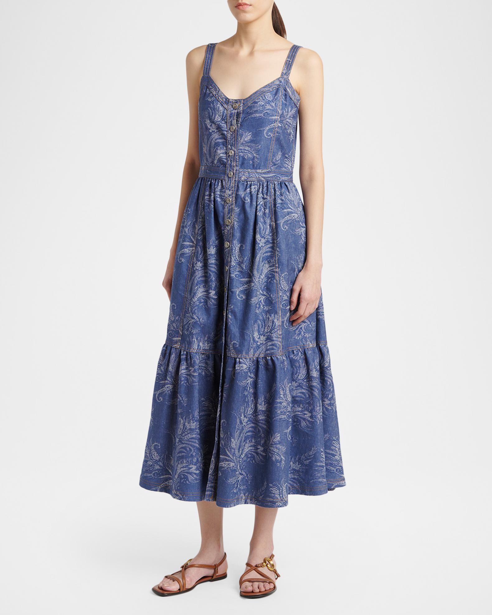 ana denim dress – Moirécollection Kashmir Dressing Tables Button placket Kiss and Tell Sweetheart Colour:Navy Blue