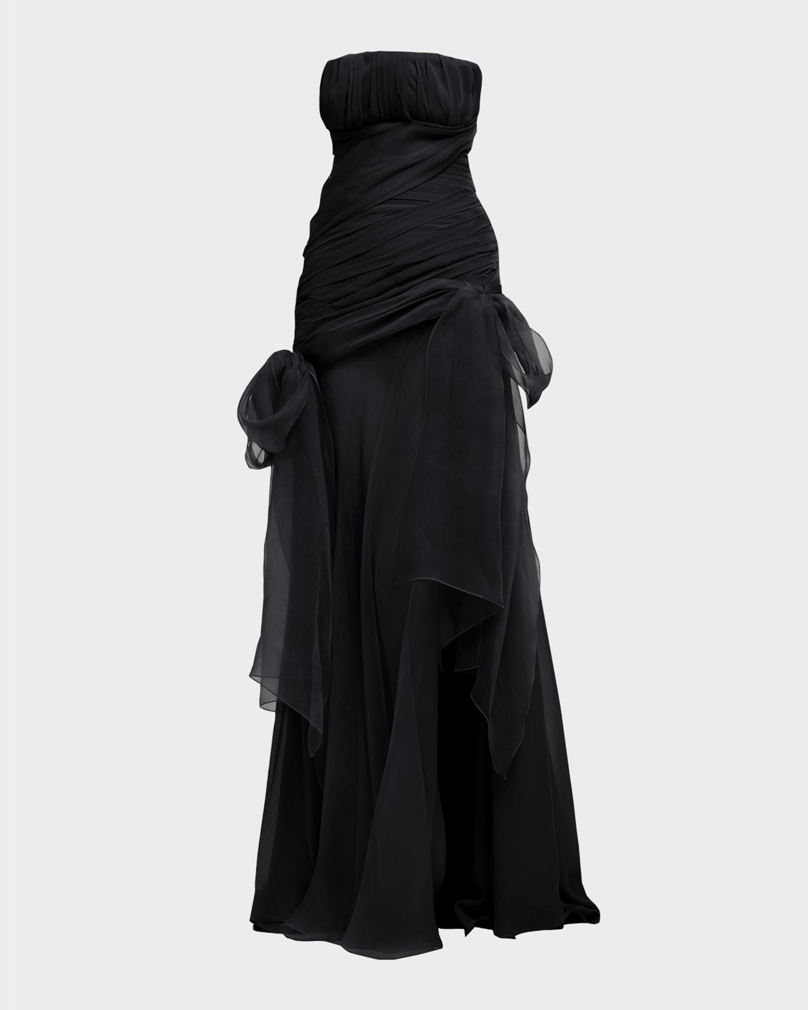 Elie Saab Strapless Silk Organza Drop-Waist Bow Gown  display picture 3