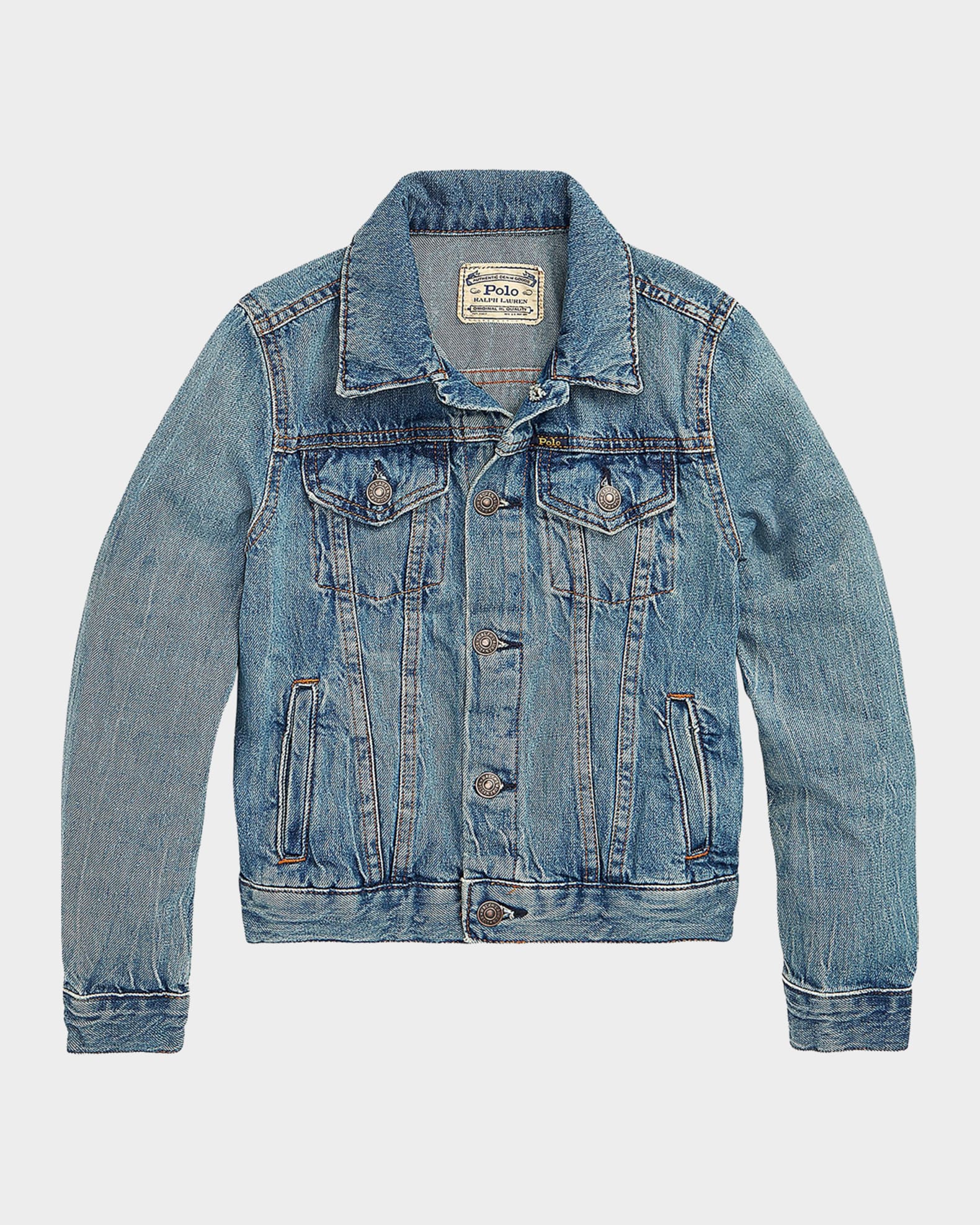 Ralph Lauren Girl's Denim Trucker Jacket, Size S-XL | Neiman Marcus