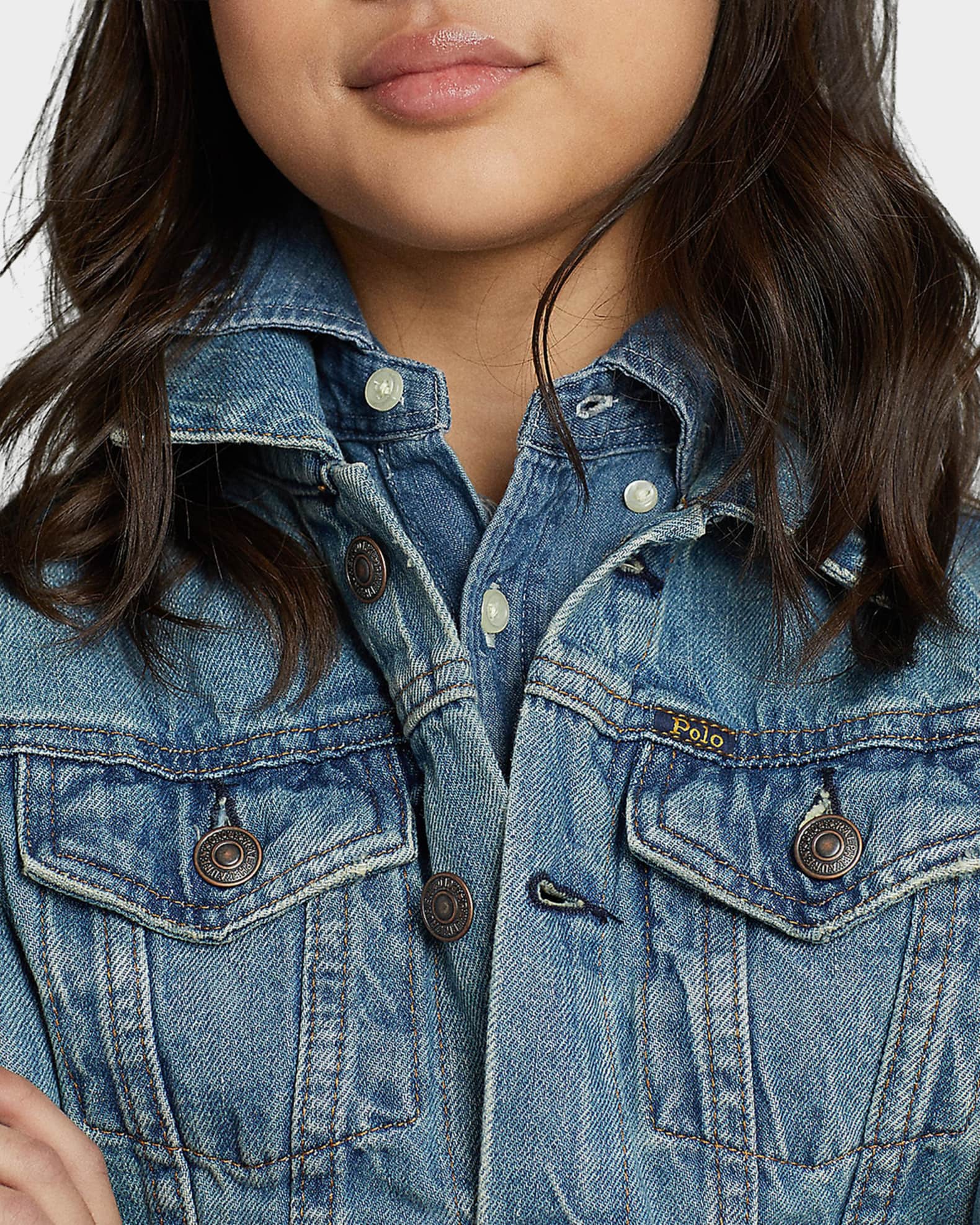 Ralph Lauren Girl's Denim Trucker Jacket, Size S-XL | Neiman Marcus
