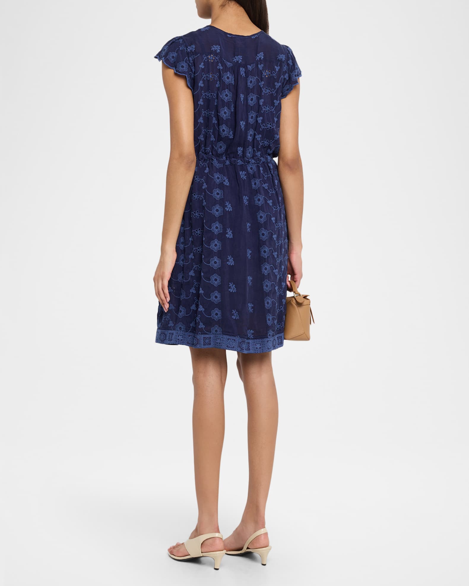 Johnny Was Daisy Eyelet Floral-Embroidered Mini Dress | Neiman Marcus