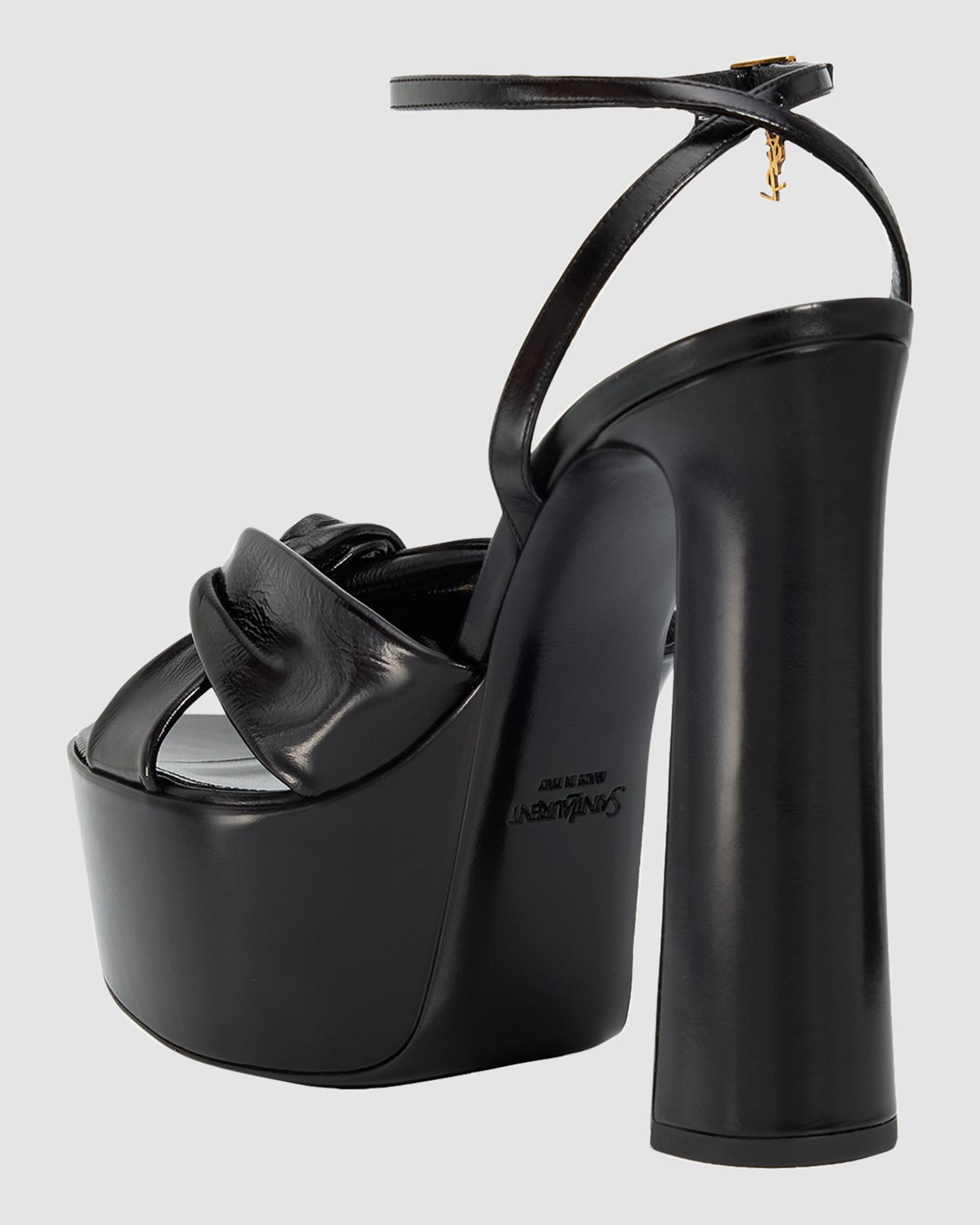 Saint Laurent 85mm BB Splendor Leather Platform Sandals | Neiman Marcus