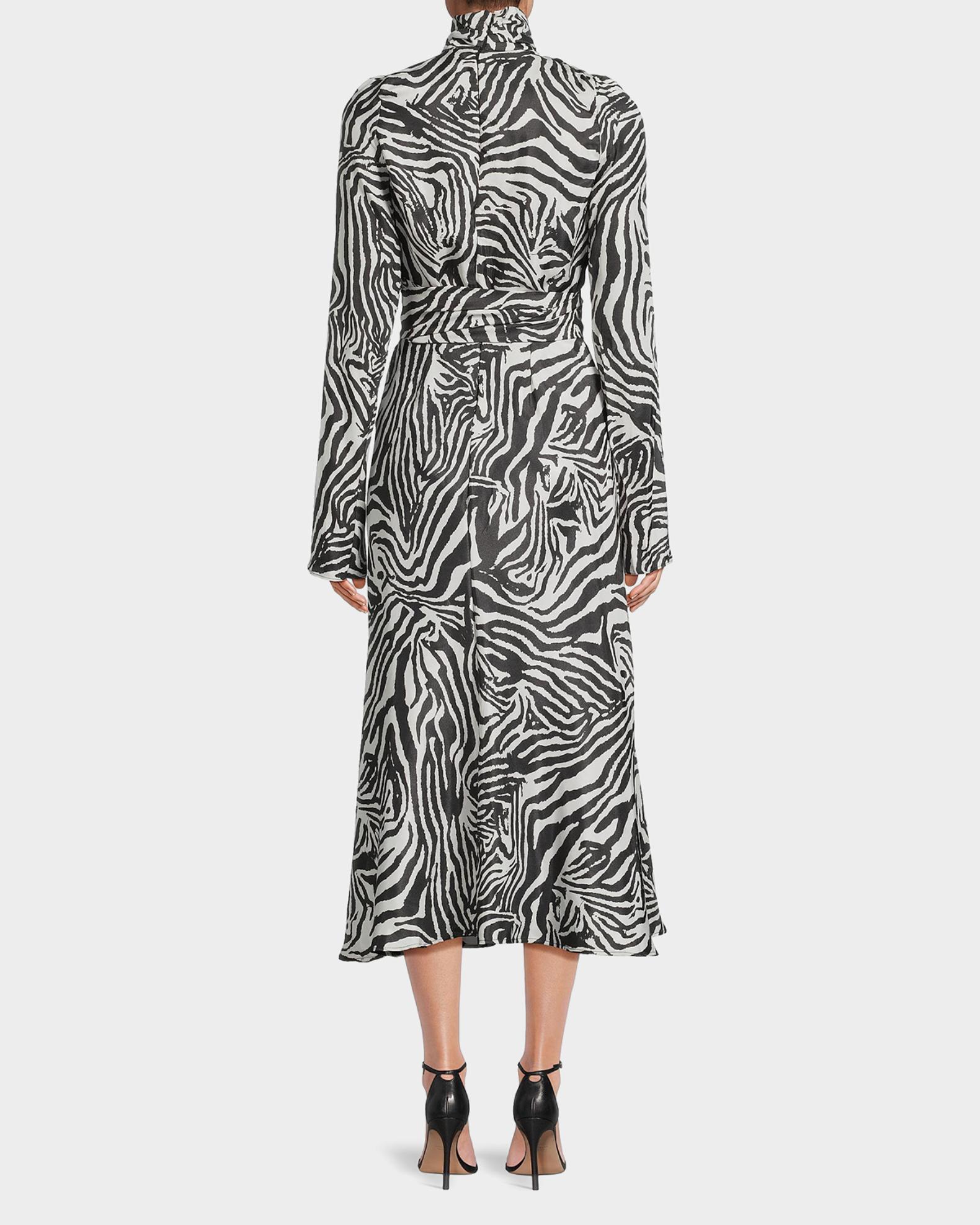 Undra Celeste Joi Zebra-Print Tie-Waist Midi Dress | Neiman Marcus