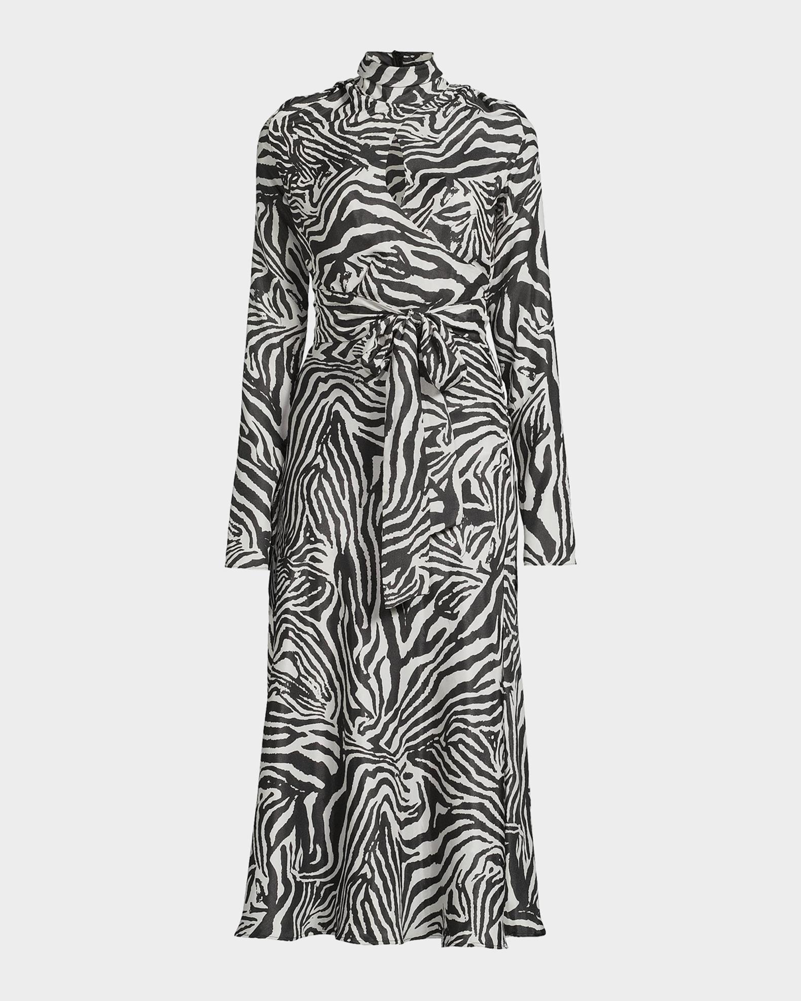 Undra Celeste Joi Zebra-Print Tie-Waist Midi Dress | Neiman Marcus
