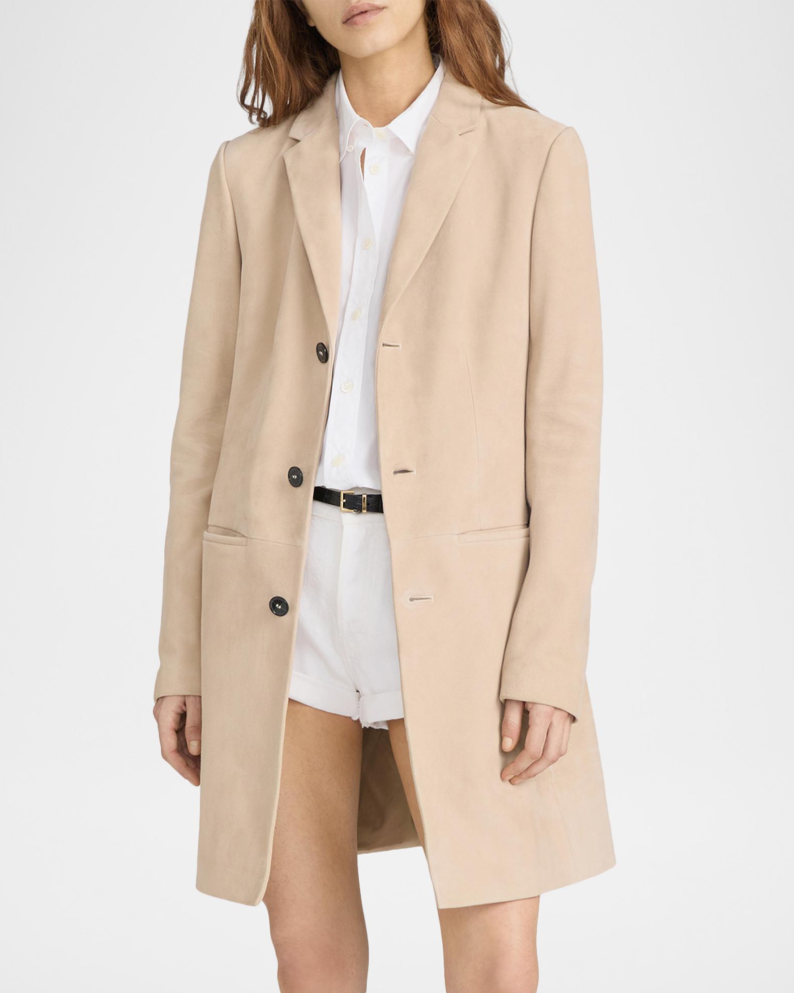 FRAME The Sleek Suede Coat | Neiman Marcus
