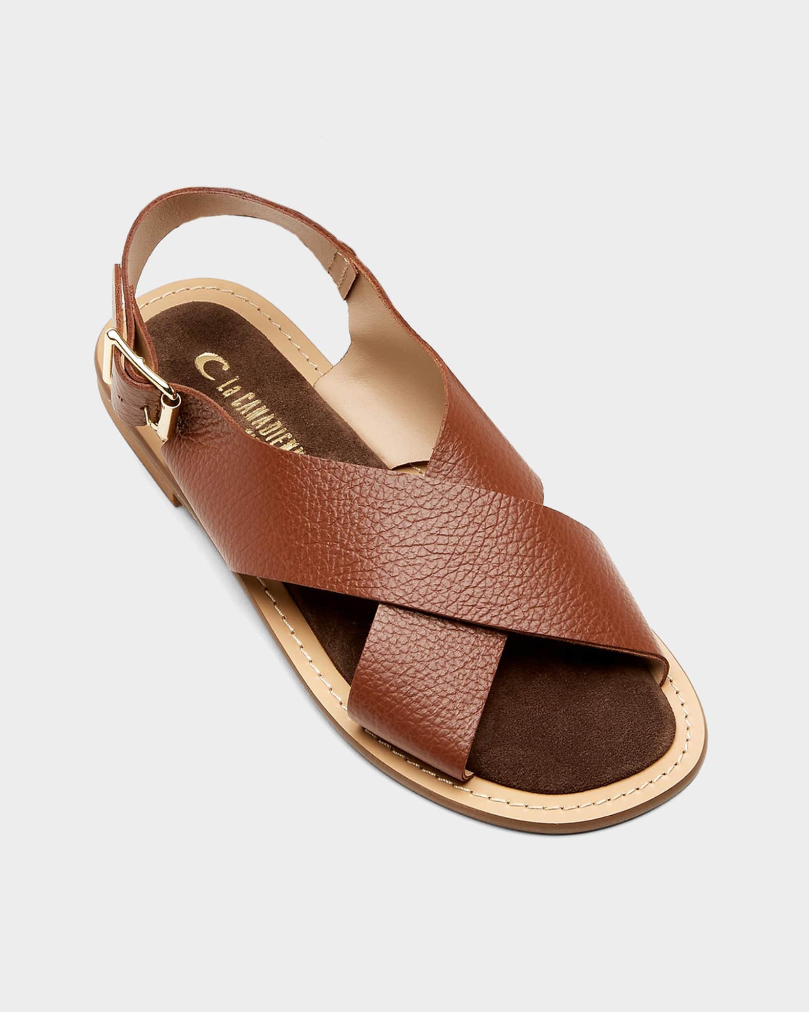 La Canadienne Freeda Leather Flat Crisscross Sandals | Neiman Marcus