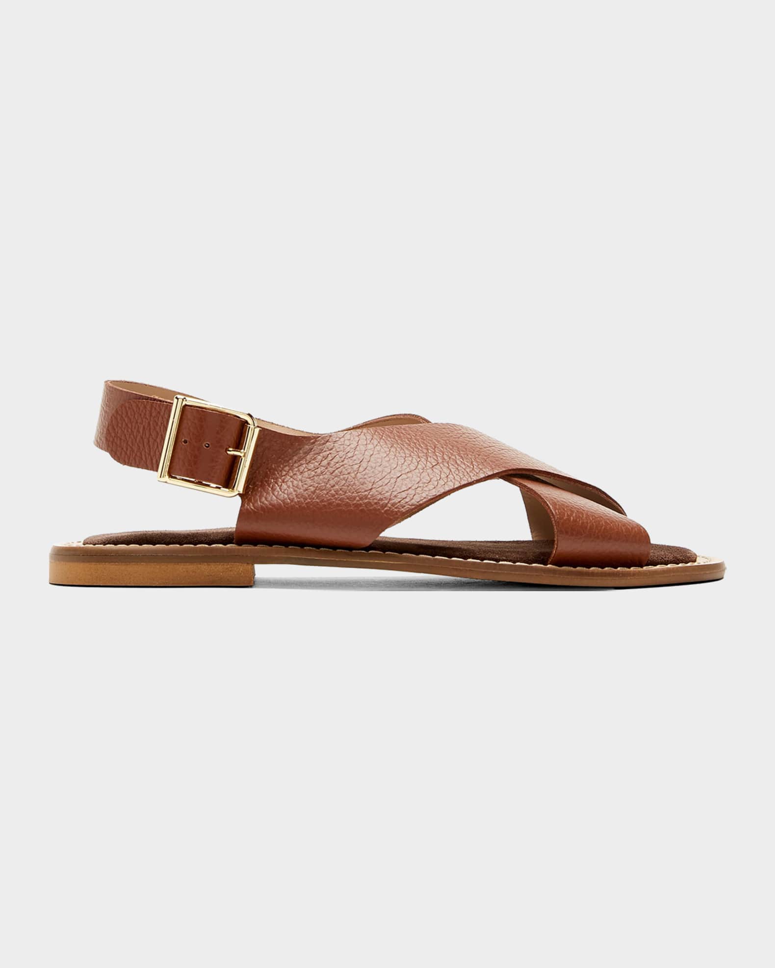 La Canadienne Freeda Leather Flat Crisscross Sandals | Neiman Marcus