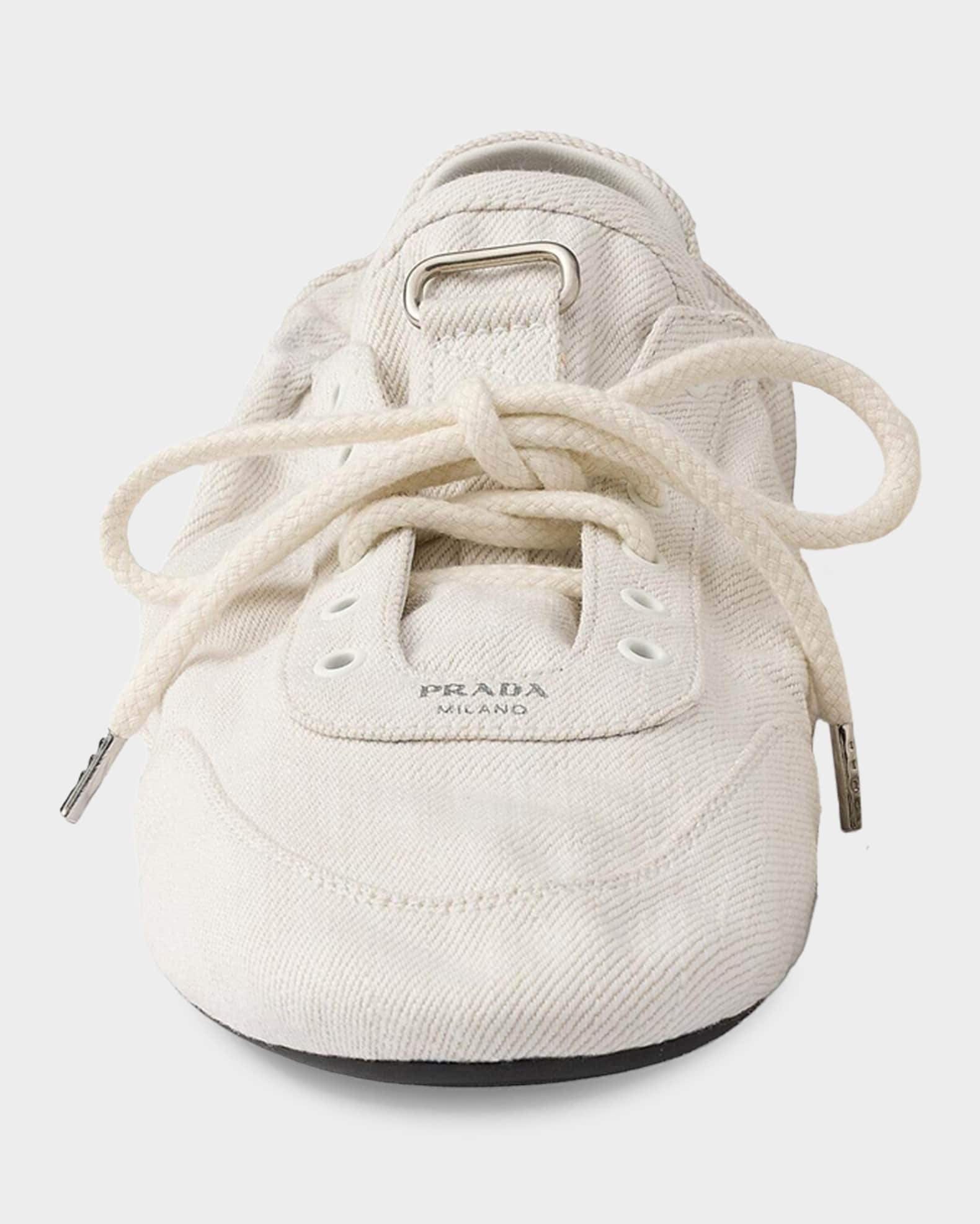 PRADA ガーメント Prada Collapse Cotton Denim Sneakers | Neiman Marcus