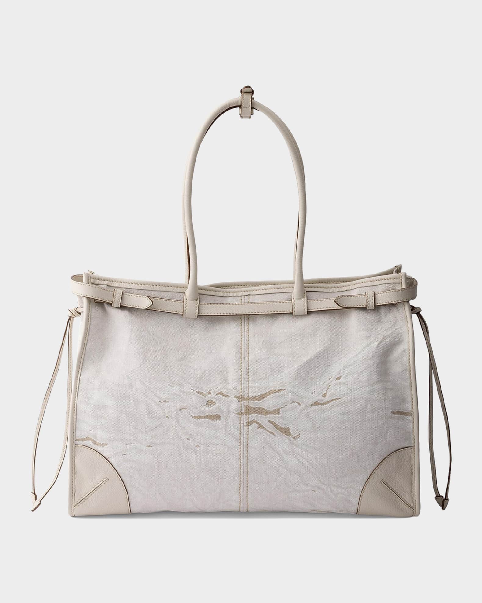 Prada Bonnie Large Printed Linen and Leather Tote Bag | Neiman Marcus