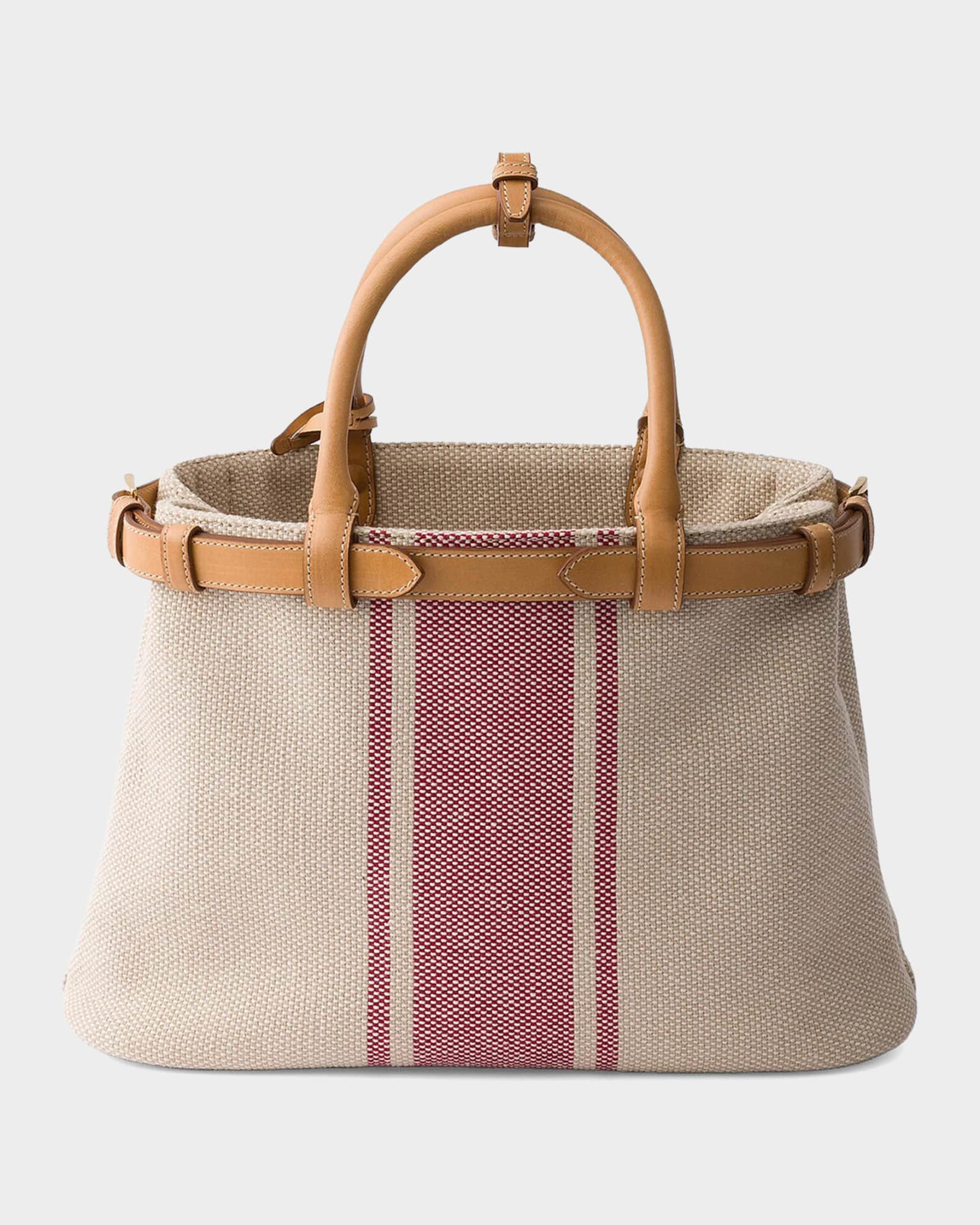 Prada Buckle Canvas and Leather Tote Bag | Neiman Marcus