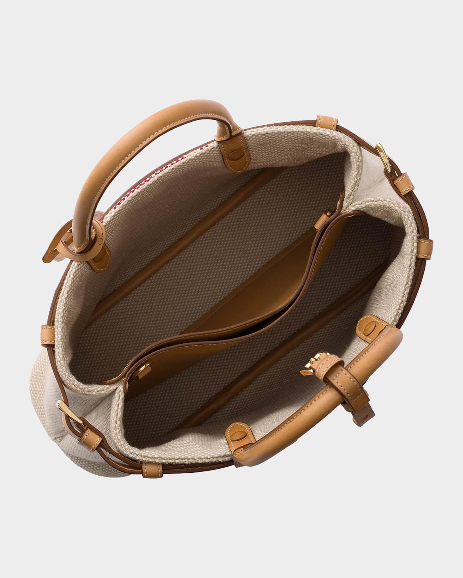 Prada Buckle Canvas and Leather Tote Bag | Neiman Marcus
