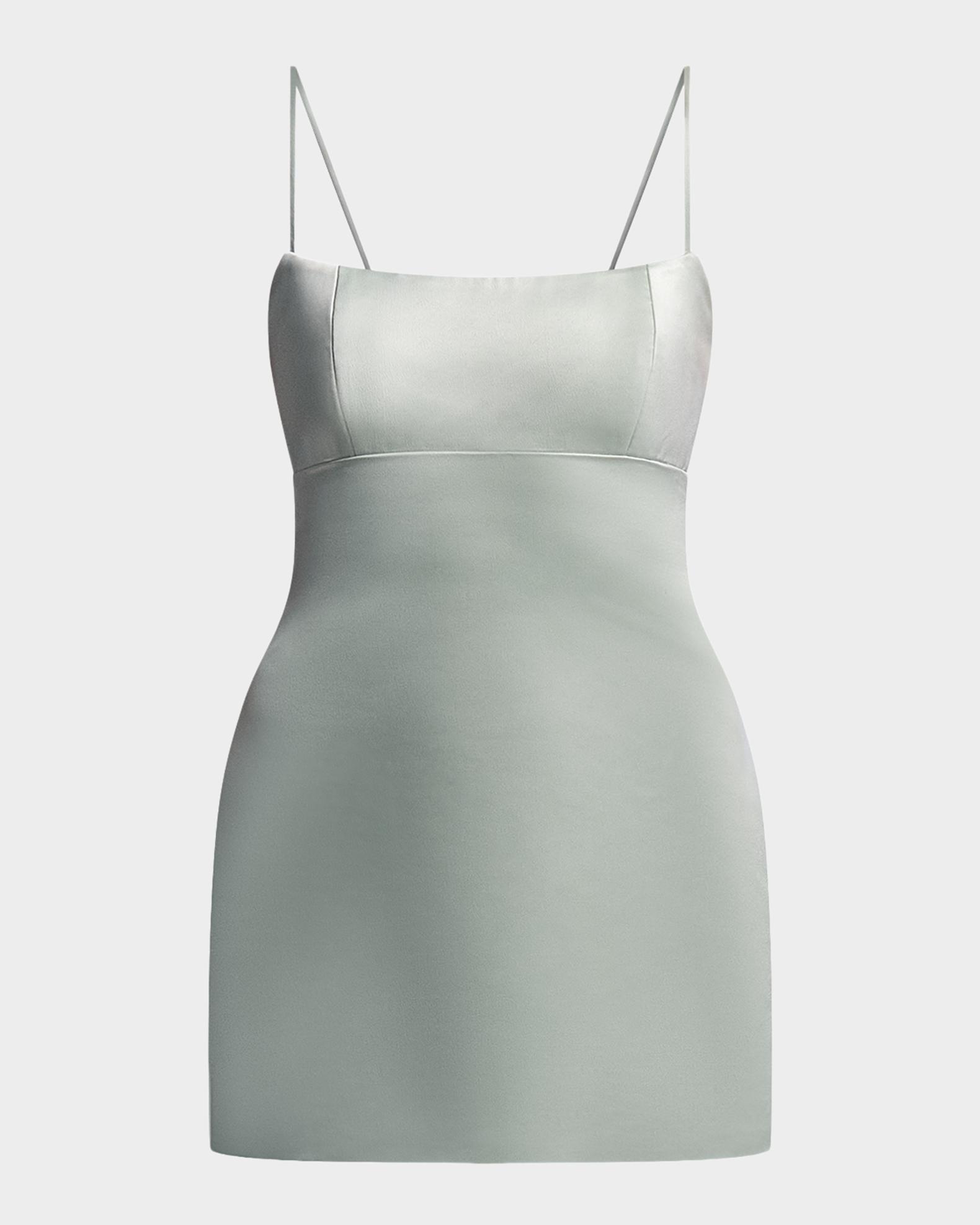 grey satin bodycon dress BCBGMAXAZRIA Serene Sleeveless Mini Dress, Pistachio, Women's, 4 Silk