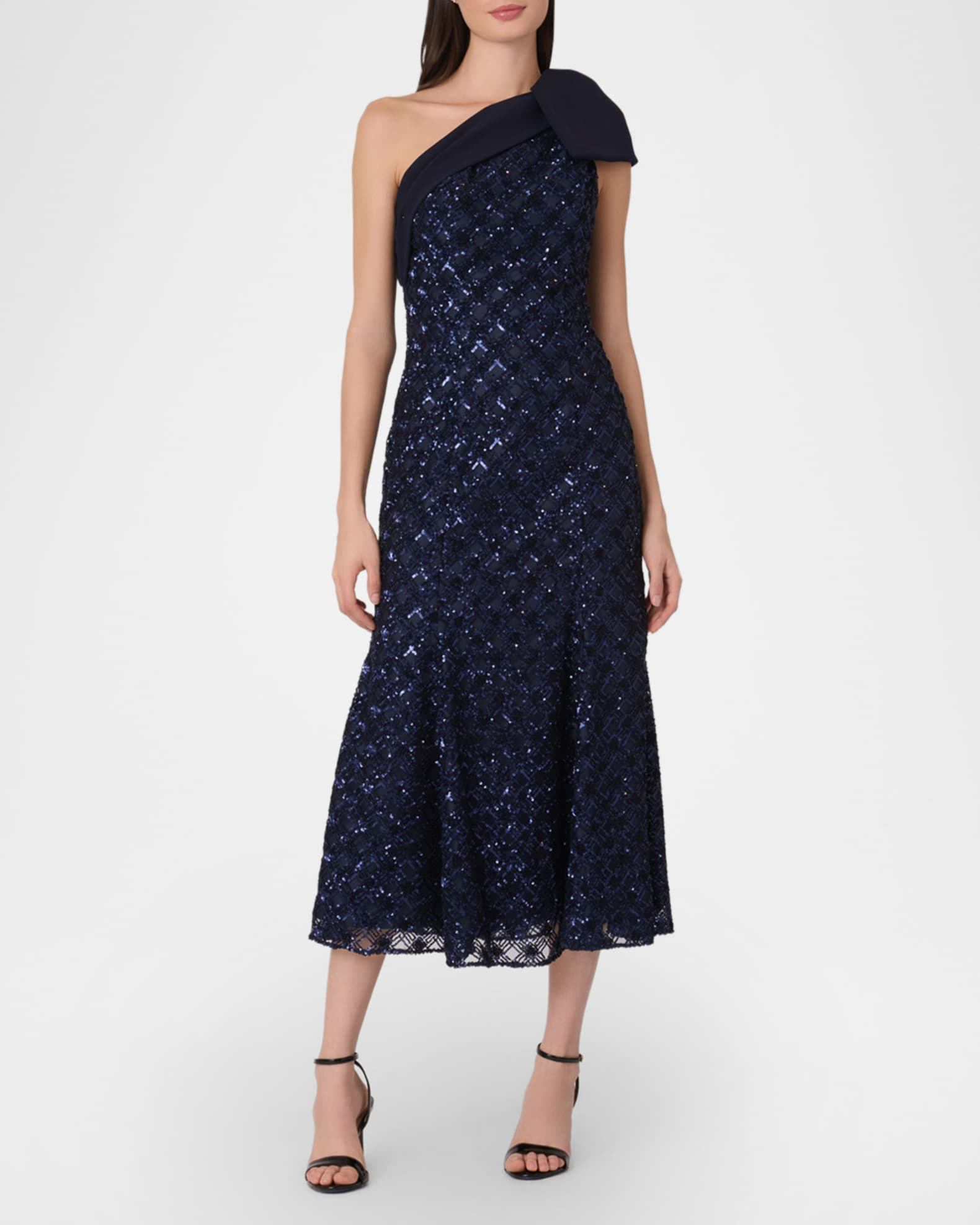 sequin one shoulder midi dress Malika Formal Sequin One-Shoulder Midi Dress