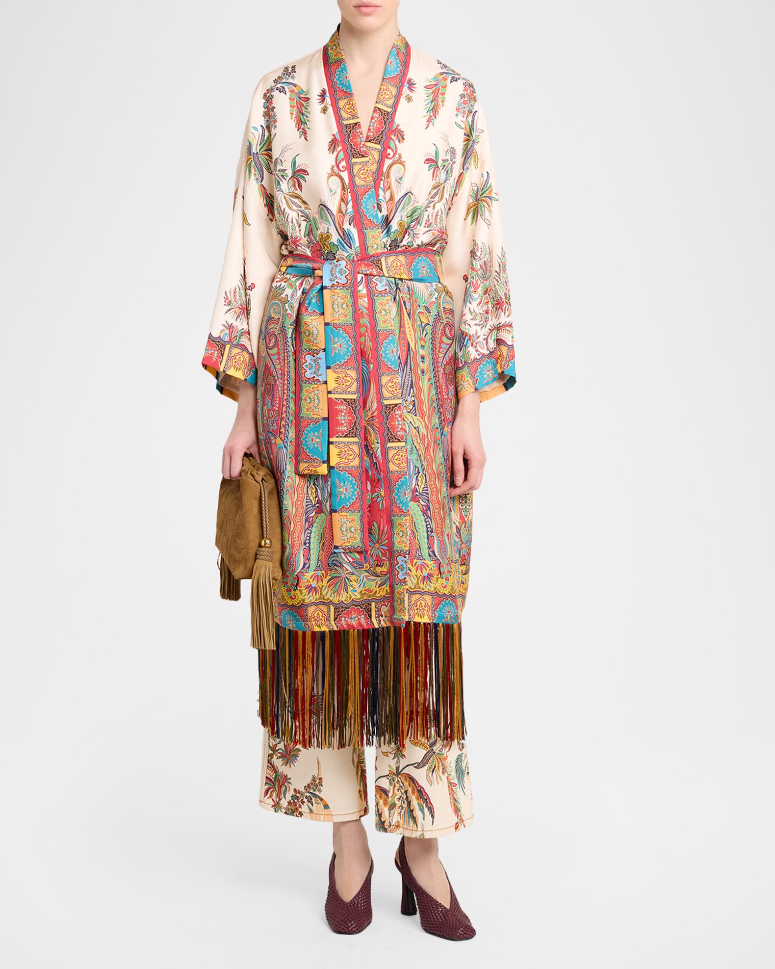エトロ ETRO シルク100%ベスト ジレ　サイズ46 L Etro Belted Paisley Silk Fringed Dustcoat | Neiman Marcus