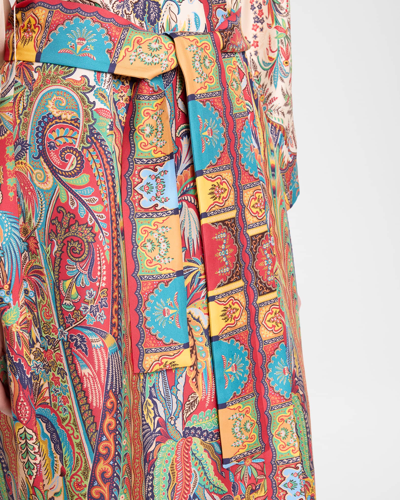 Etro Belted Paisley Silk Fringed Dustcoat | Neiman Marcus