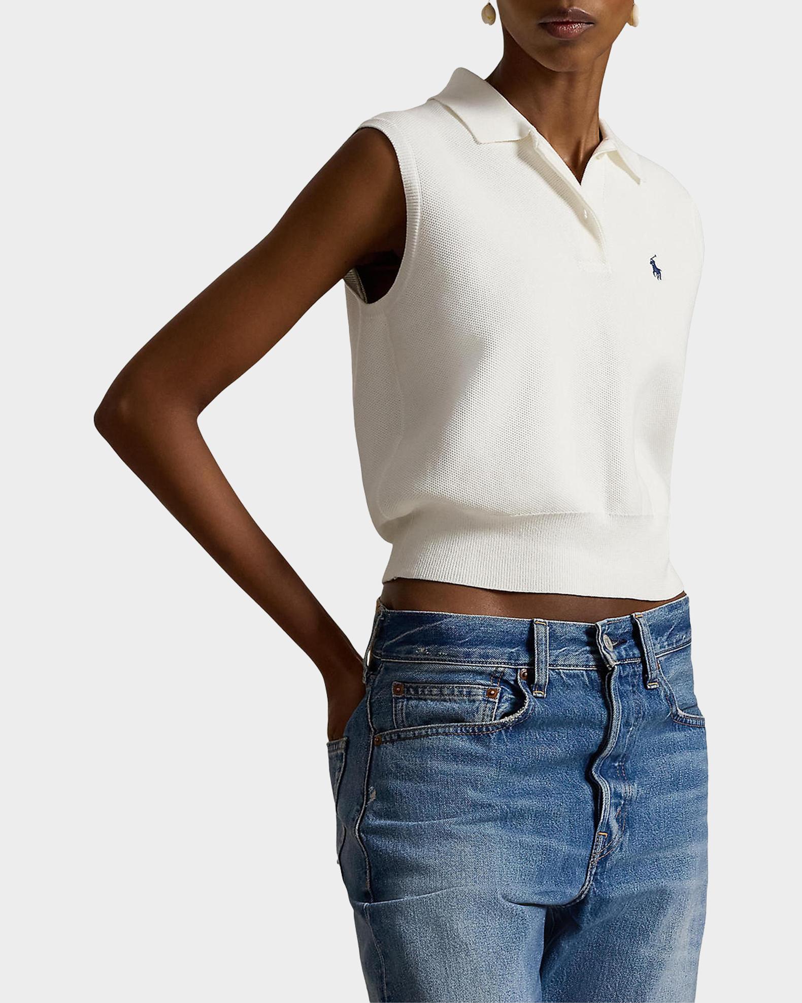 Polo Ralph Lauren Cotton-Blend Sleeveless Polo Sweater | Neiman Marcus