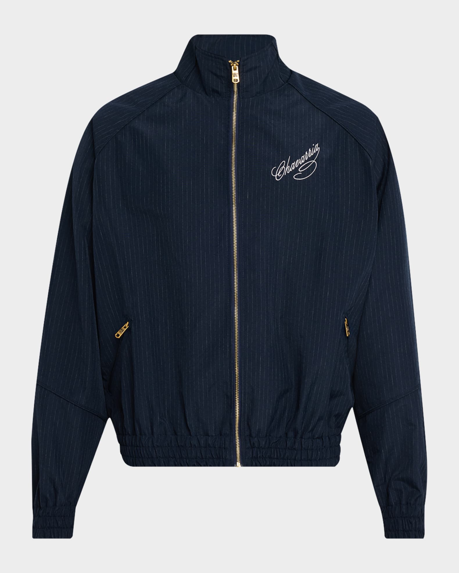 Willy Chavarria Men's Ruff Rider Pinstripe Track Jacket | Neiman
