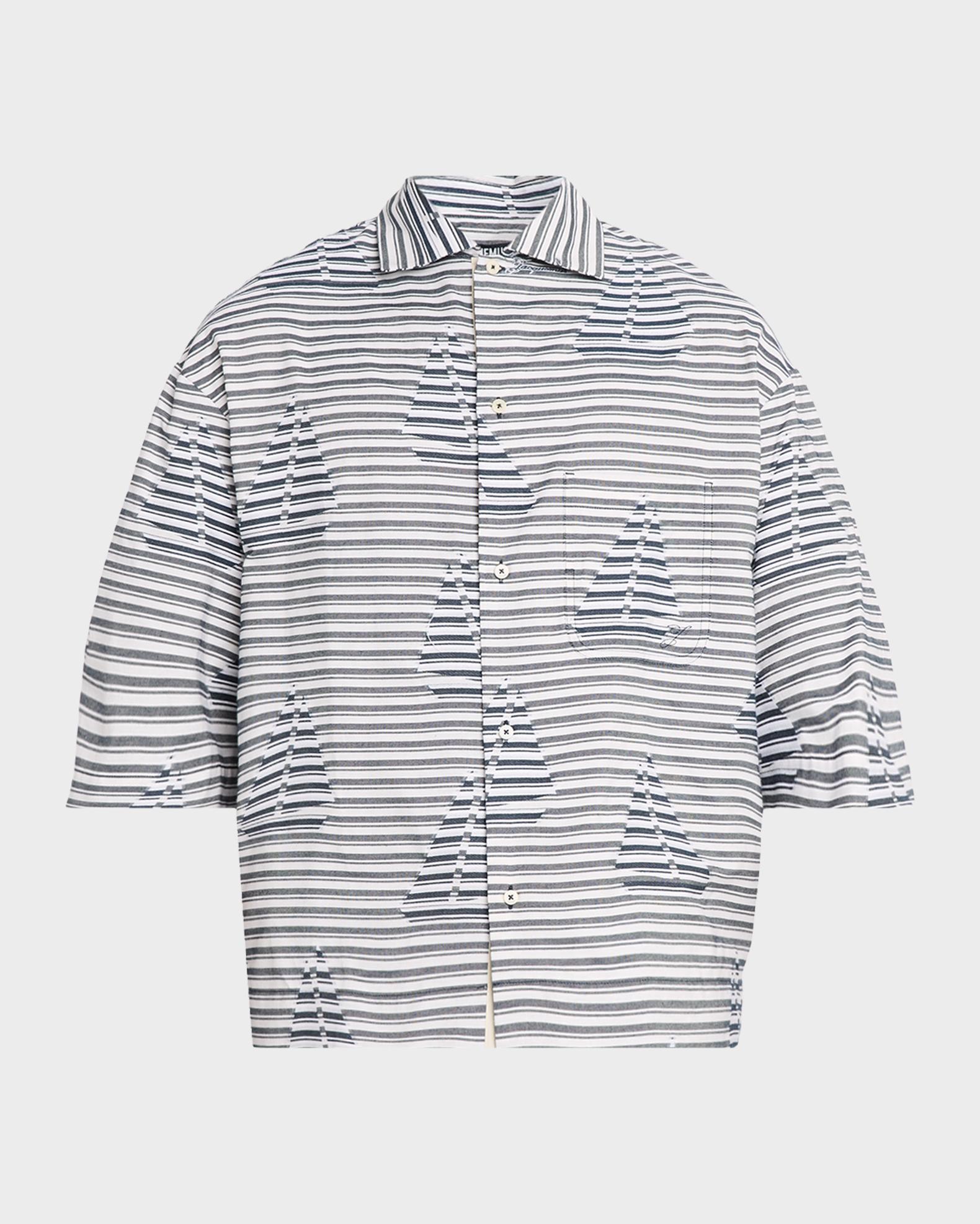 Jacquemus Men's La Chemise Plage Stripe Sailboat Short-Sleeve