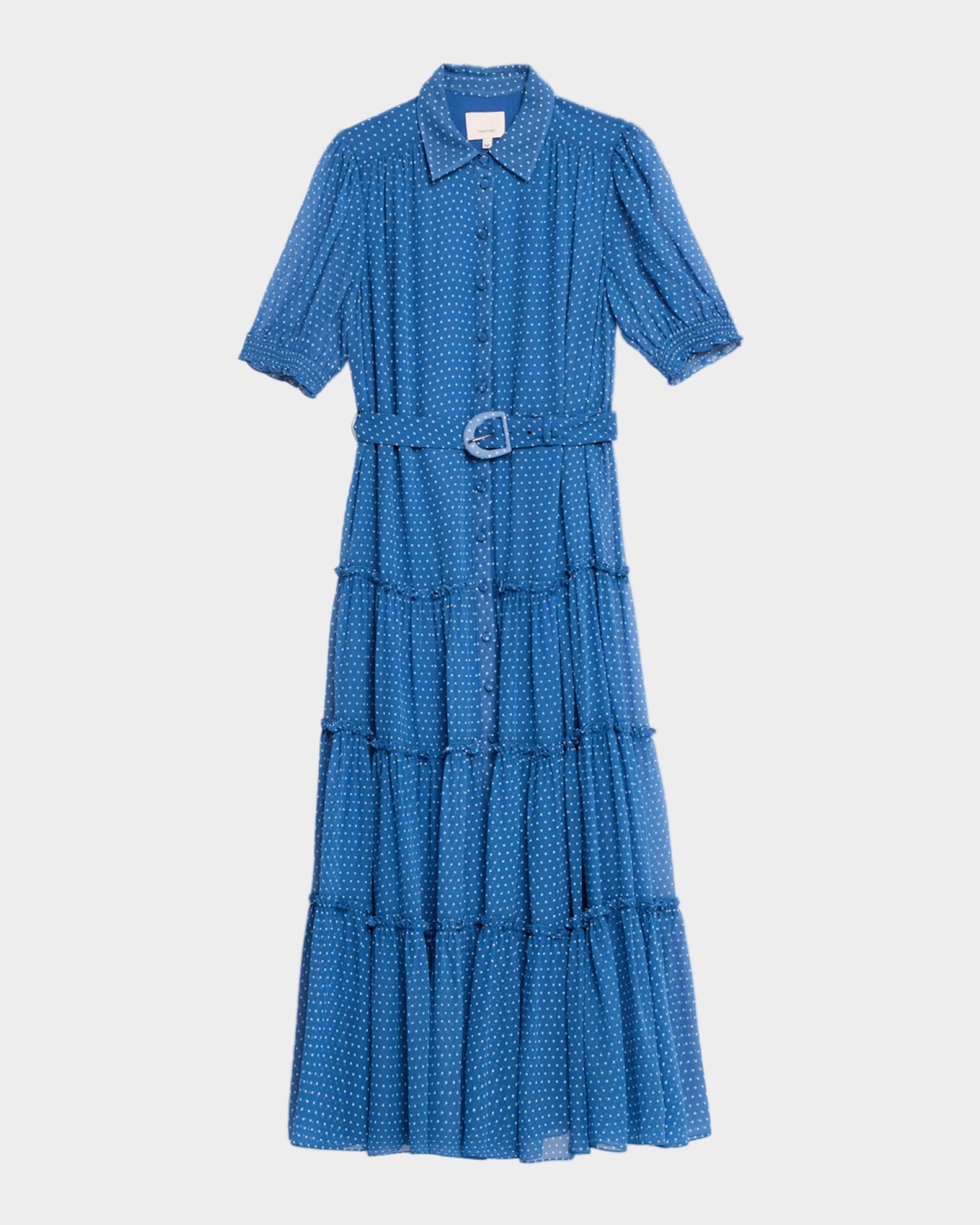 Cinq à Sept Halbini Pindot Short-Sleeve Midi Shirtdress | Neiman