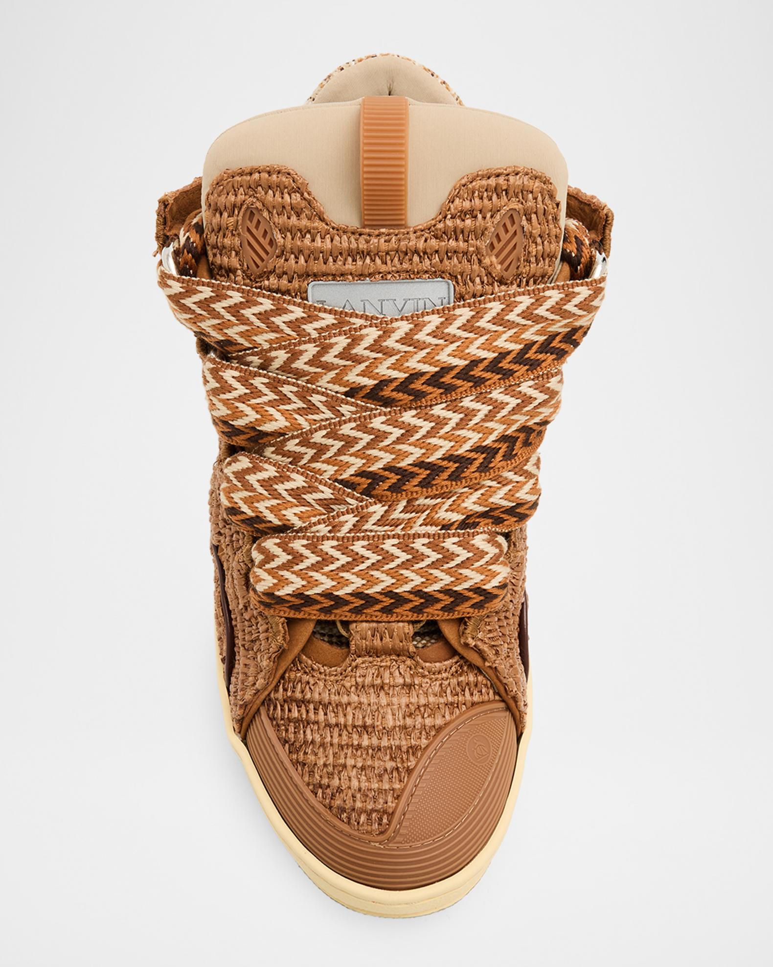 Lanvin Men's Faux-Raffia Curb Sneakers | Neiman Marcus