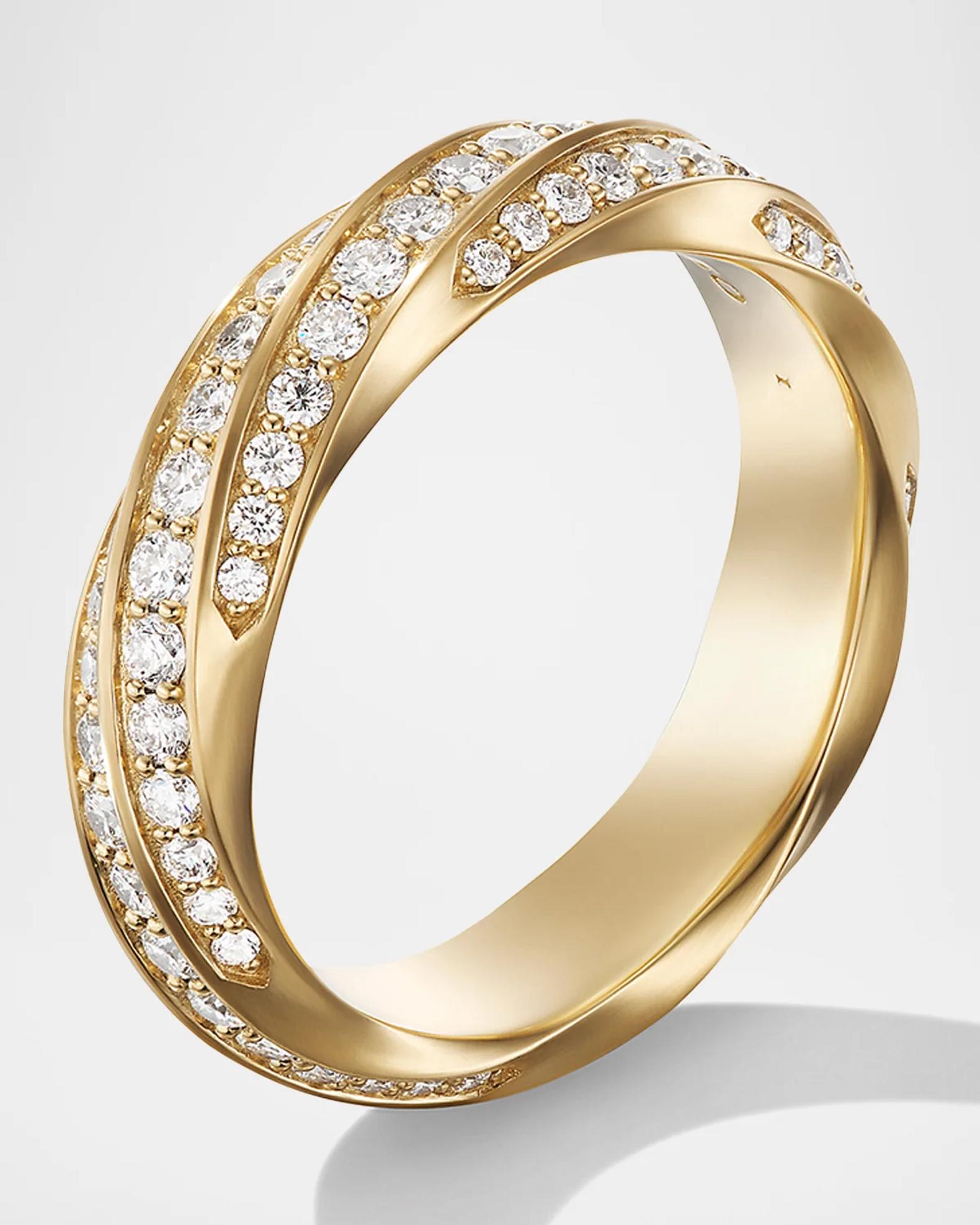 David Yurman Men's Cable Edge Band Ring with Diamonds in 18K Gold, 6mm ...