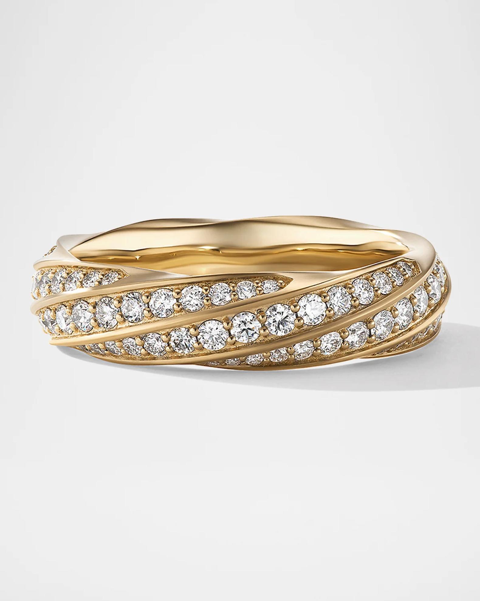 David Yurman Men's Cable Edge Band Ring with Diamonds in 18K Gold, 6mm ...