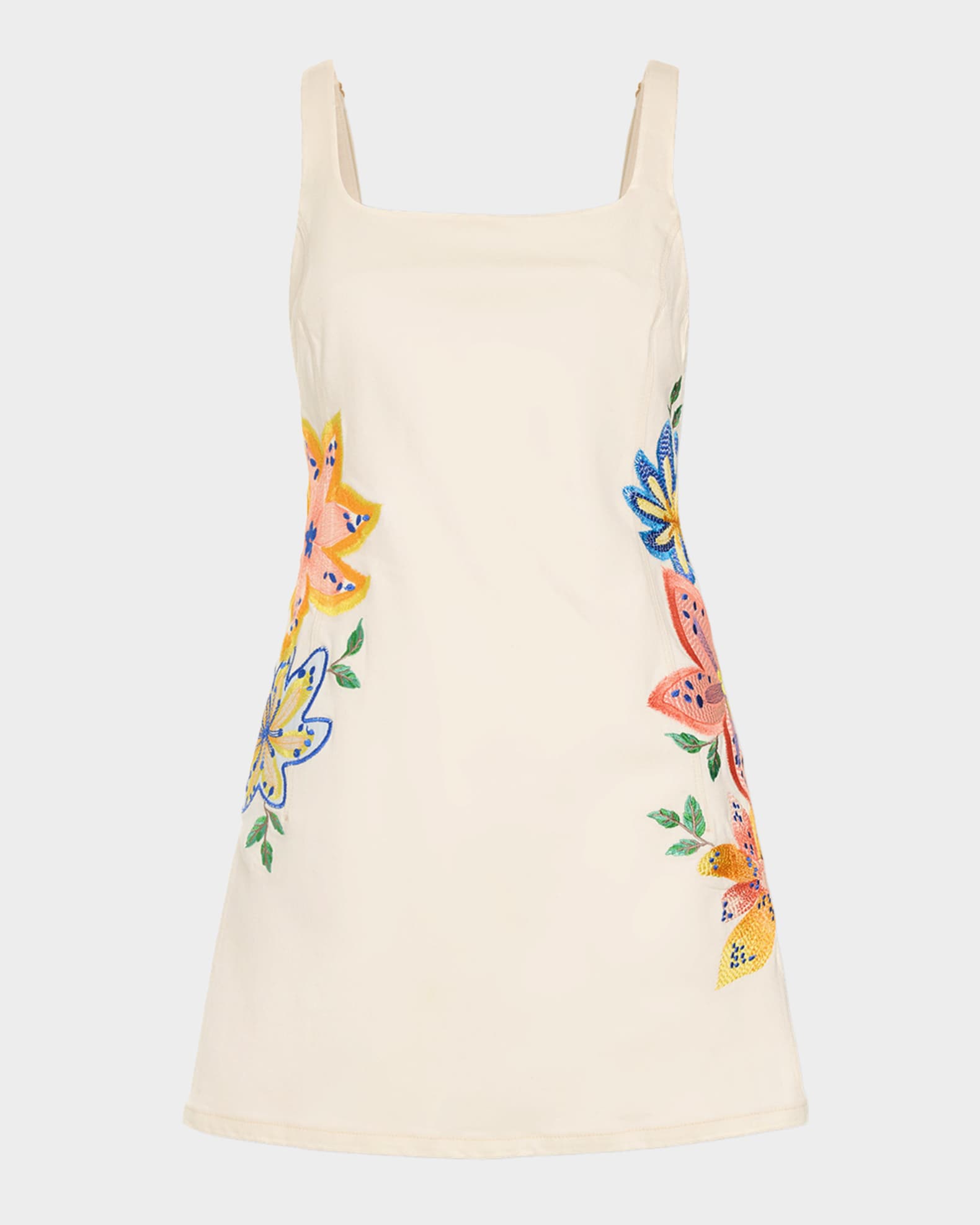 white cotton embroidered dress Kalparun Powder White & Mint Green Embroidered Short Dress main image 1