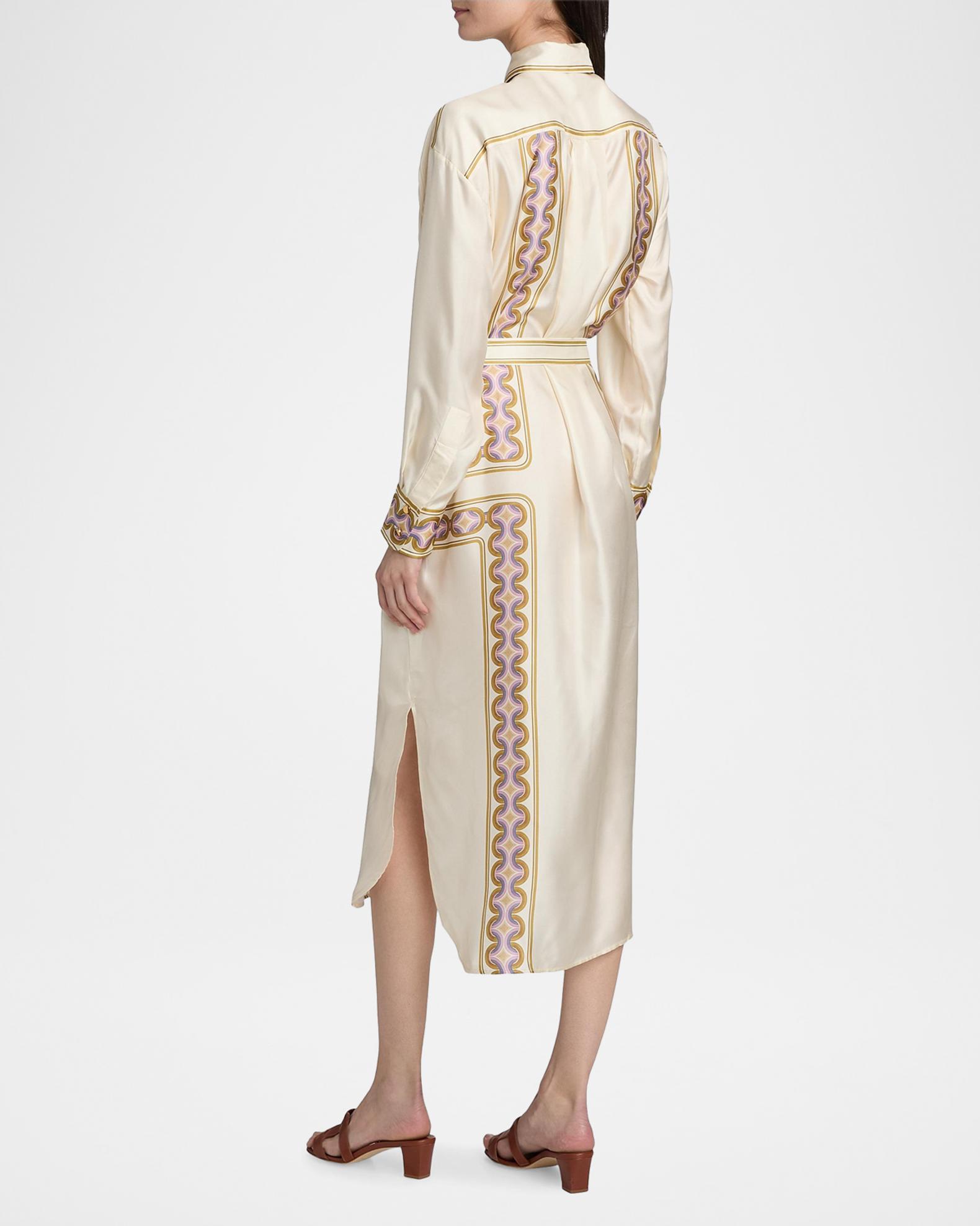 gold silk shirt dress Zimmermann Luna Retro Print Midi Shirtdress Midi dresses