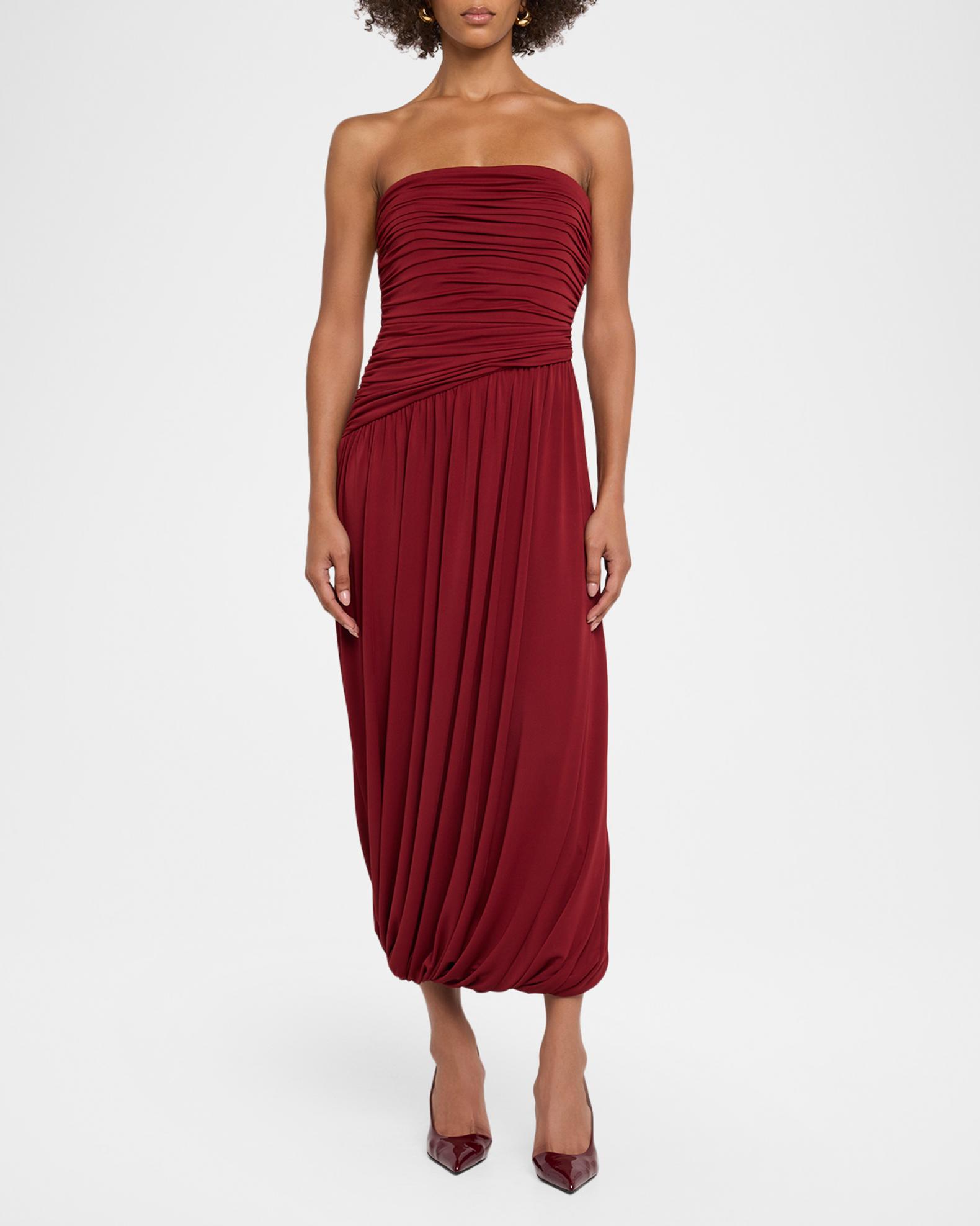 maxi sheer dress Strapless with Bodice and Elegant Overskirt TM1002 14 / DustyRose (RosyBrown) Color:Red Plaid Cross Dress web exclusives all atop a fitted Mini Emmi Dress in