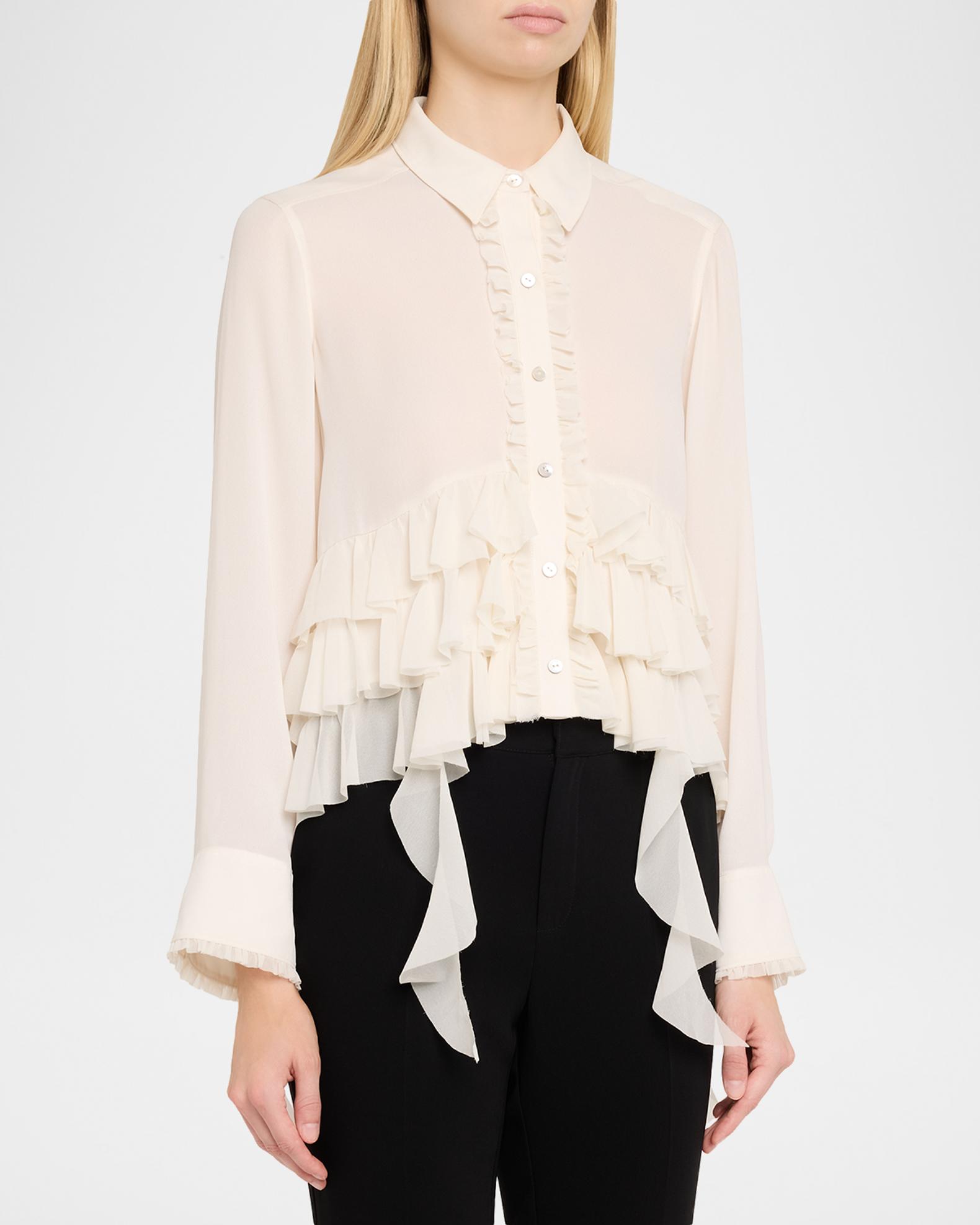 Cinq à Sept Nori Ruffled Button-Front Shirt | Neiman Marcus