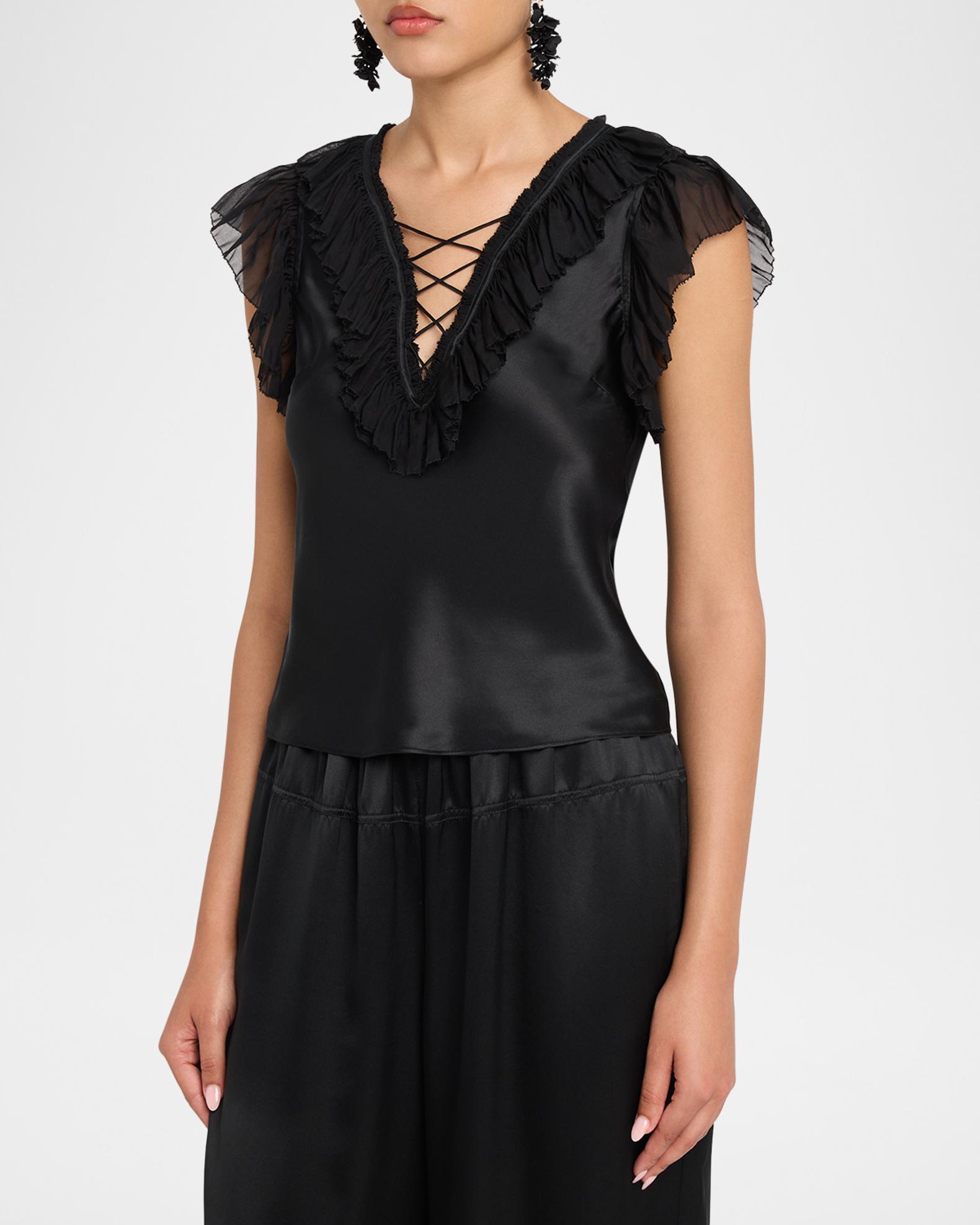 Ulla Johnson Ilyana Silk Ruffle Blouse | Neiman Marcus