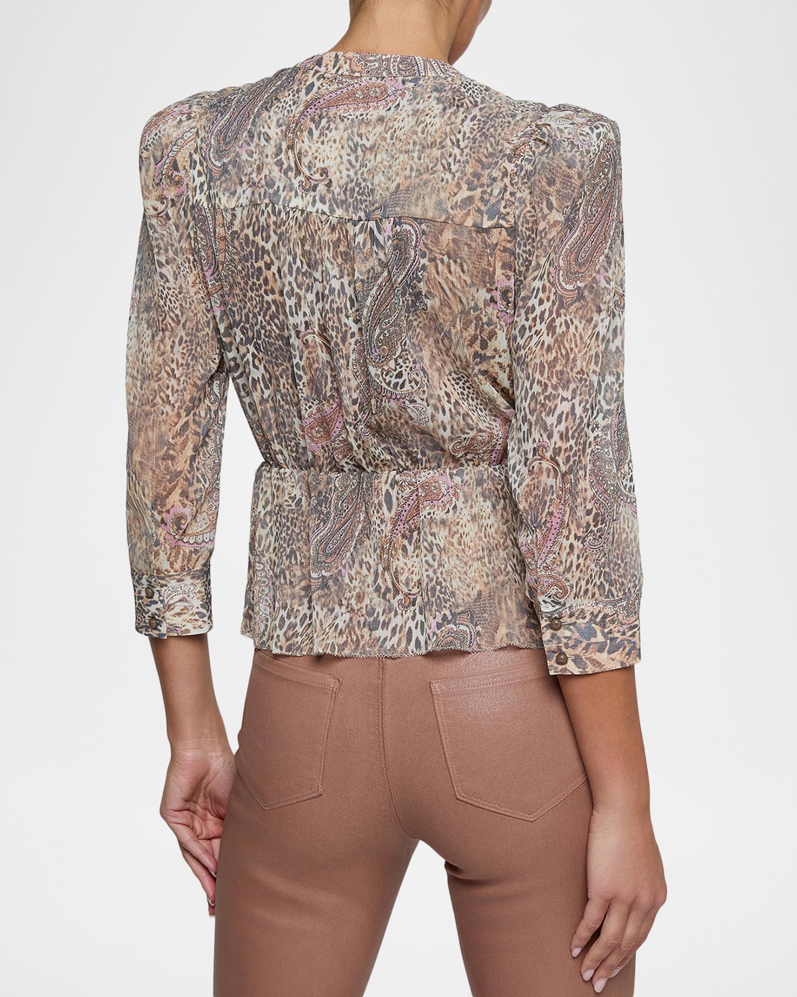 L'AGENCE Suri Animal-Print Ruffled Shirt | Neiman Marcus