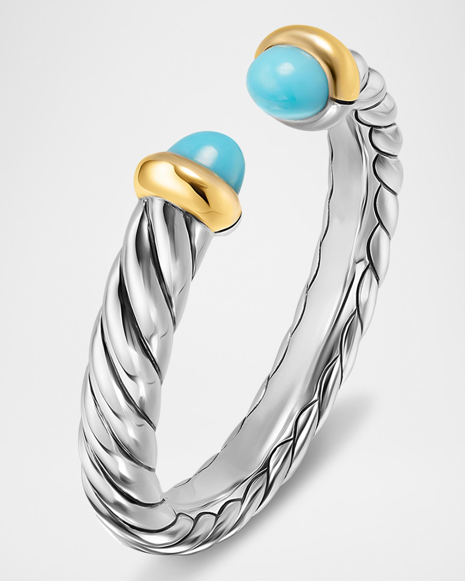 David Yurman Cable Flex Open Ring in Silver and 14K Gold, 3.4mm