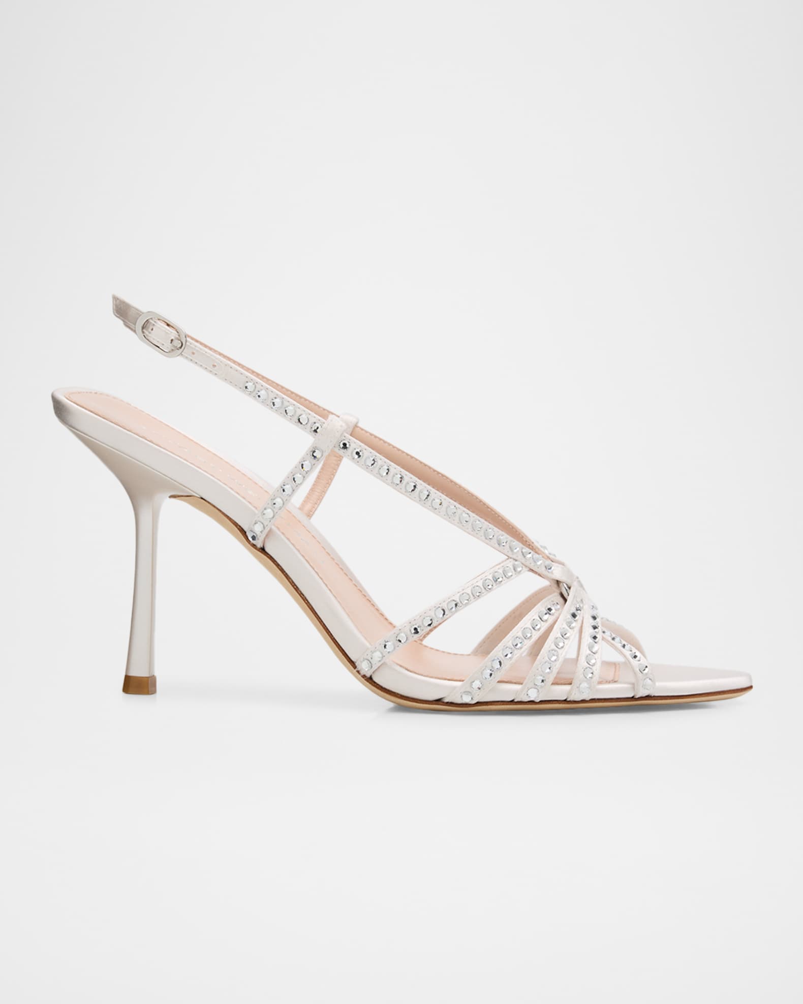 Stuart Weitzman 80mm Carlyle Embellished Satin Slingback Sandals