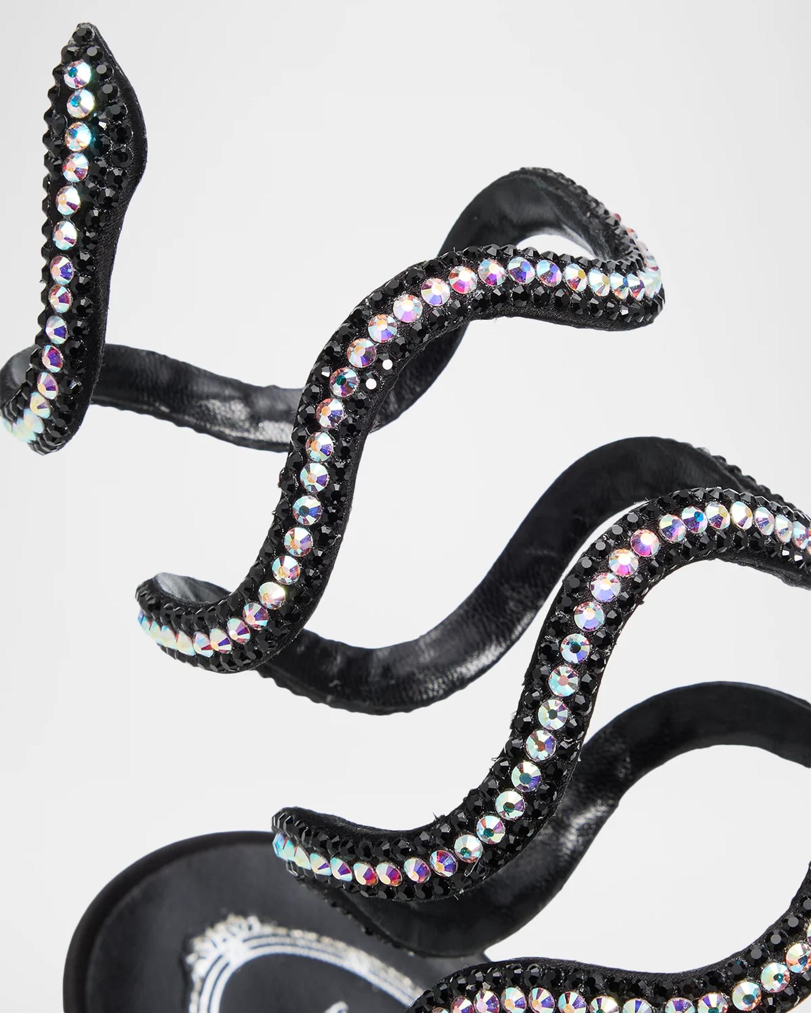 RENE CAOVLLA スネークサンダル Rene Caovilla 105mm Embellished Satin Snake-Wrap Sandals | Neiman
