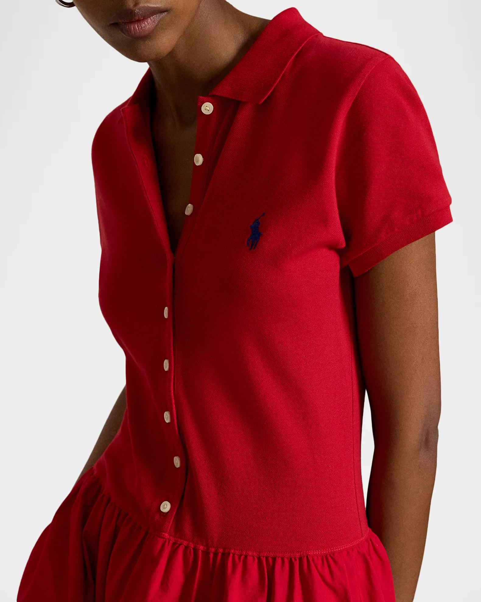 Polo Ralph Lauren Hybrid Mesh Polo-Bodice Midi Dress | Neiman Marcus