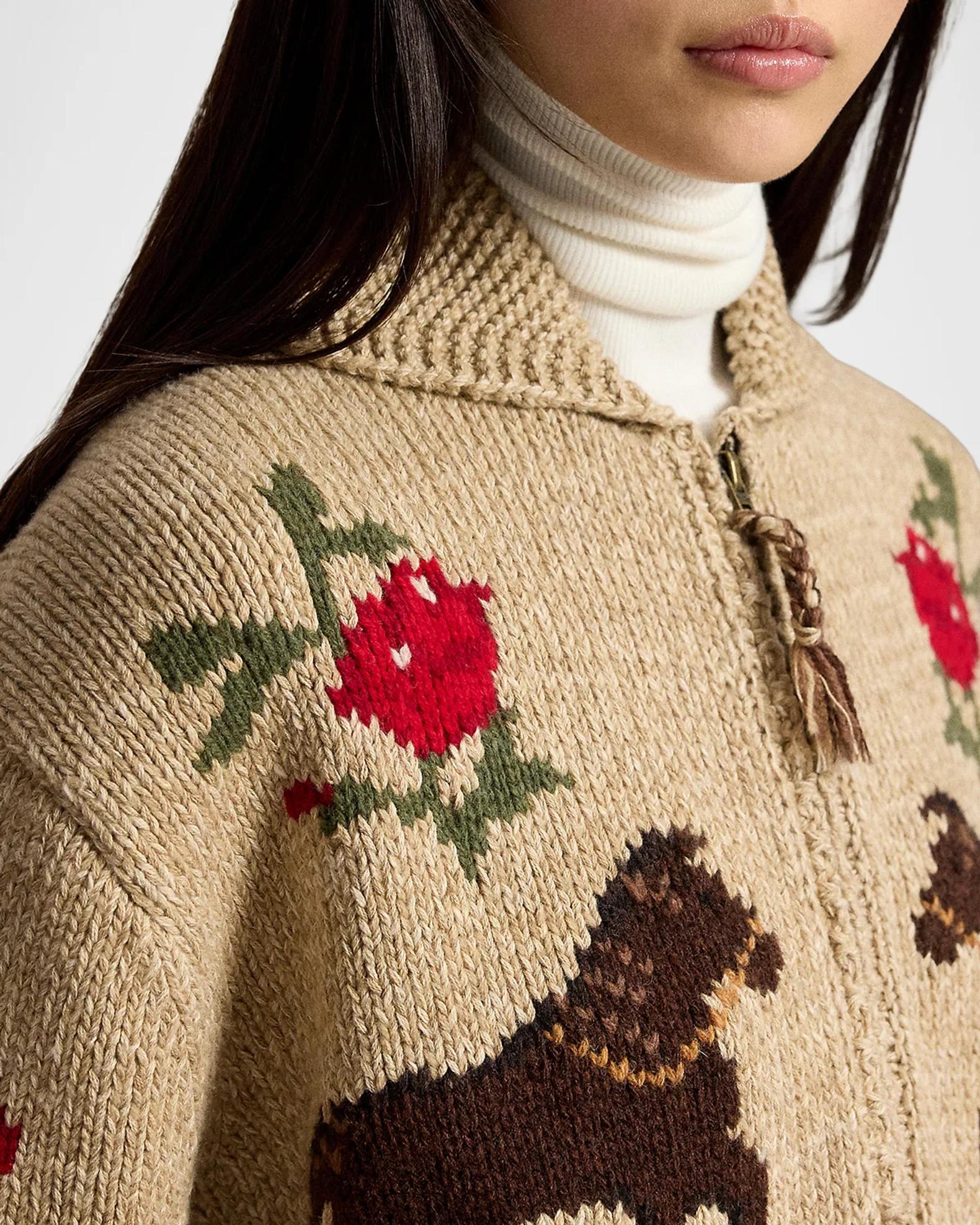 Polo Ralph Lauren Intarsia-Knit Cotton-Wool Shawl Cardigan