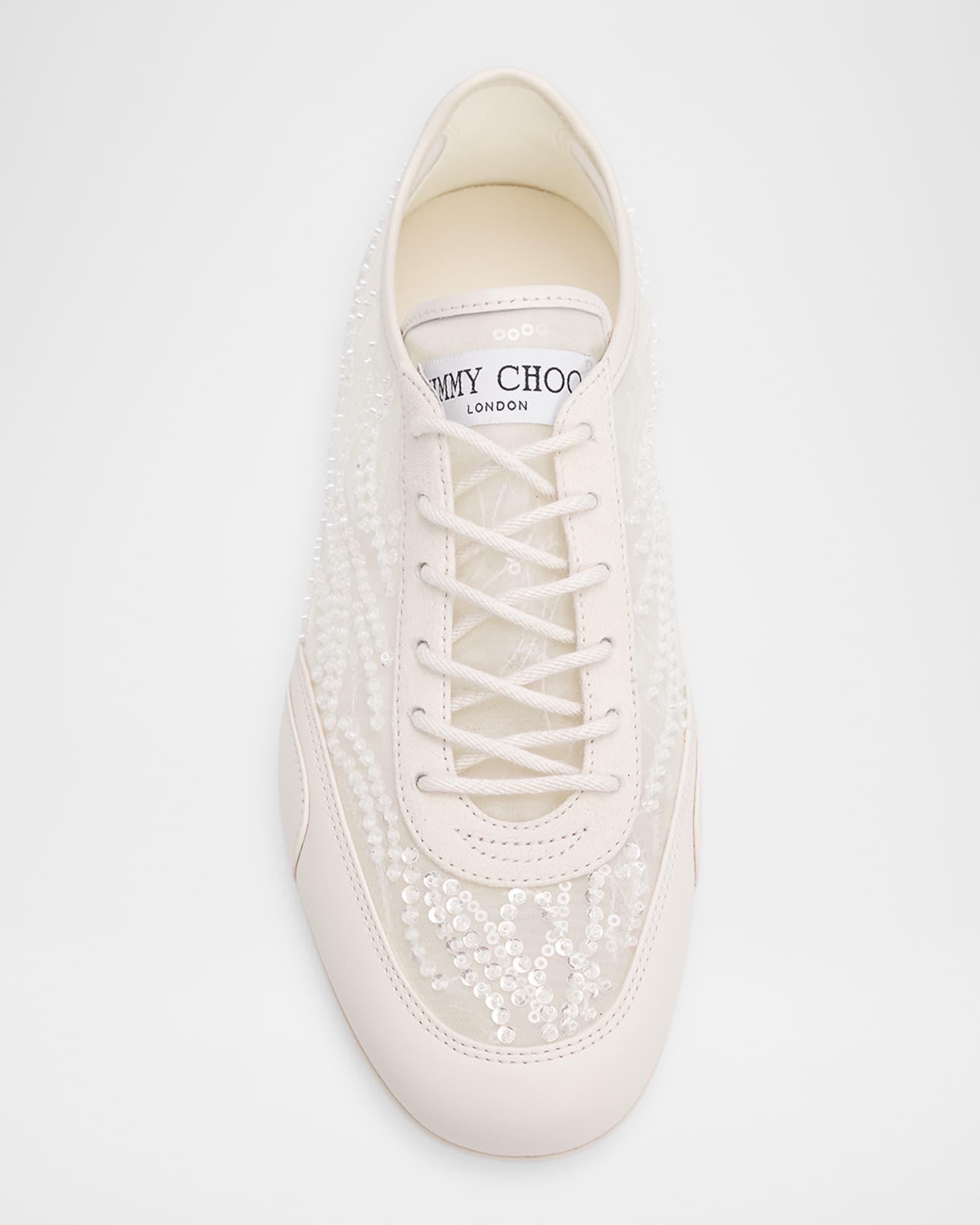 Jimmy Choo Sunny F Sequined Mesh & Leather Low-Top Sneakers
