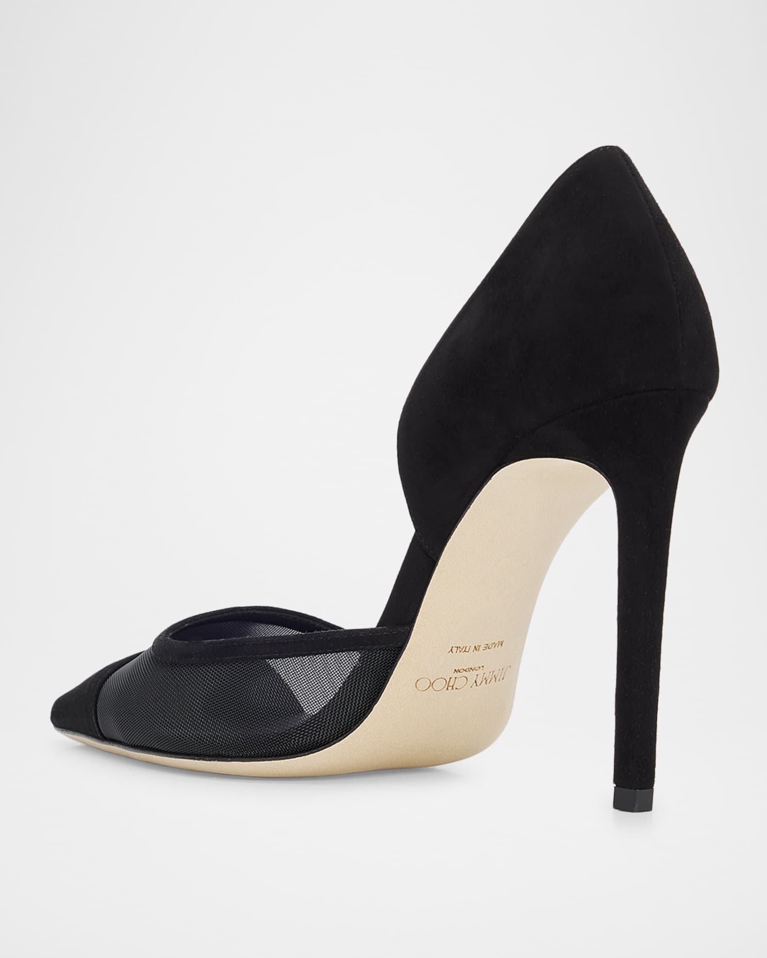Jimmy Choo Brigitte 100mm Mesh & Suede d'Orsay Pumps | Neiman Marcus