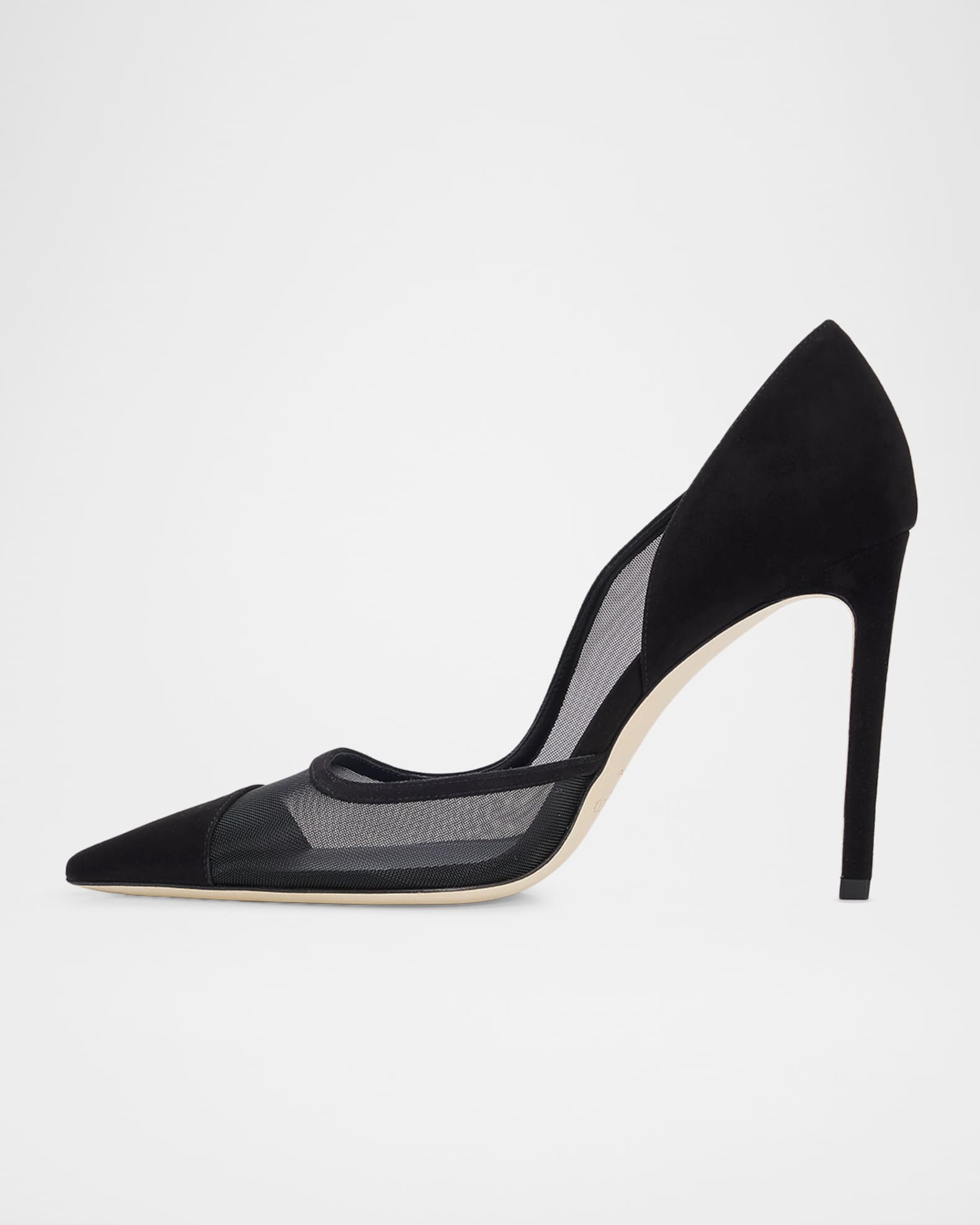 Jimmy Choo Brigitte 100mm Mesh & Suede d'Orsay Pumps | Neiman Marcus