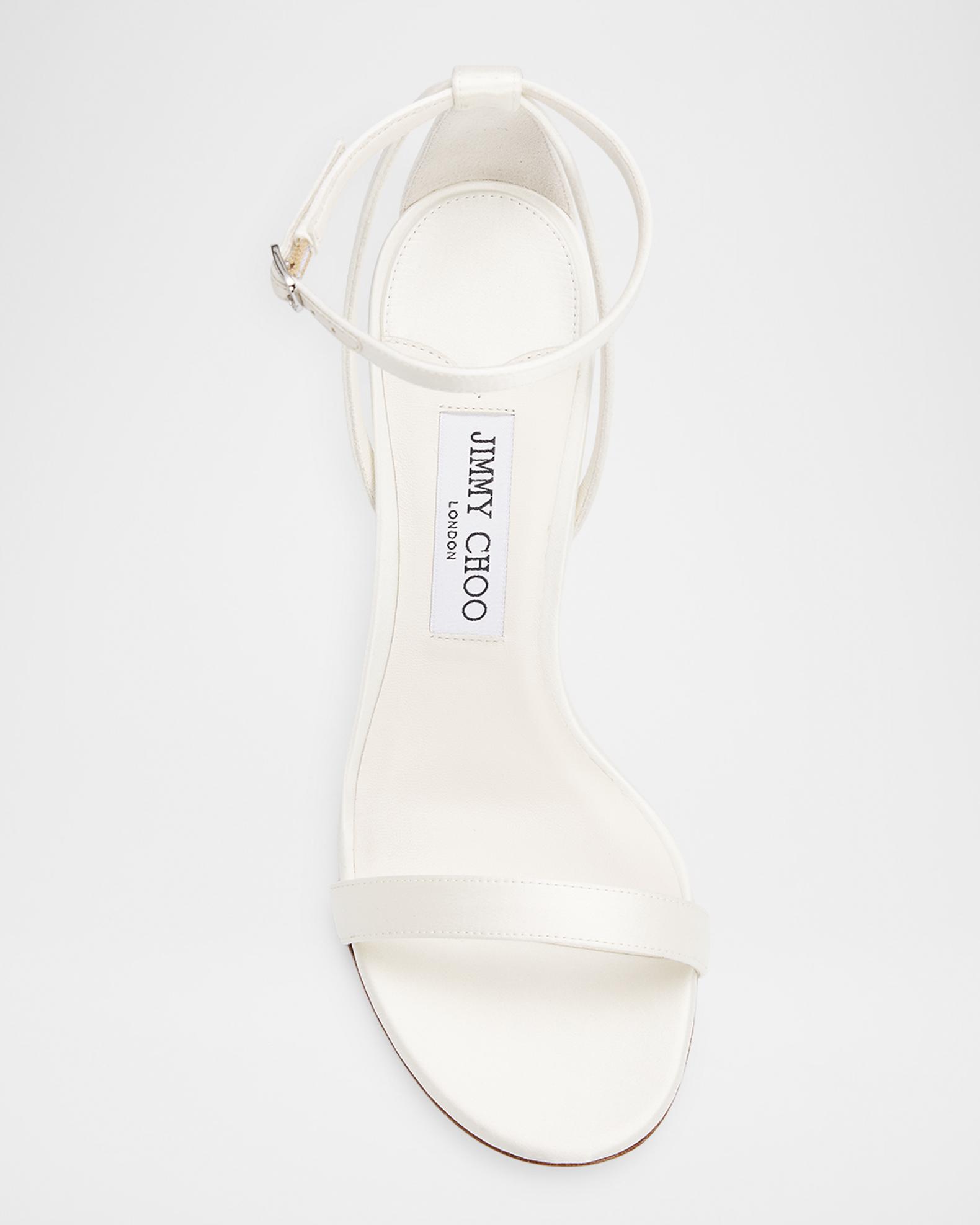 Jimmy Choo Moza 100mm Satin Sandals with Crystal-Embellished