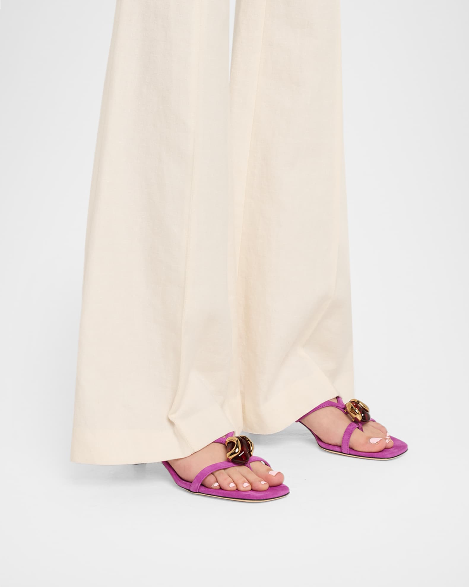 Jimmy Choo Emeri Stone 35mm Suede Sandals | Neiman Marcus
