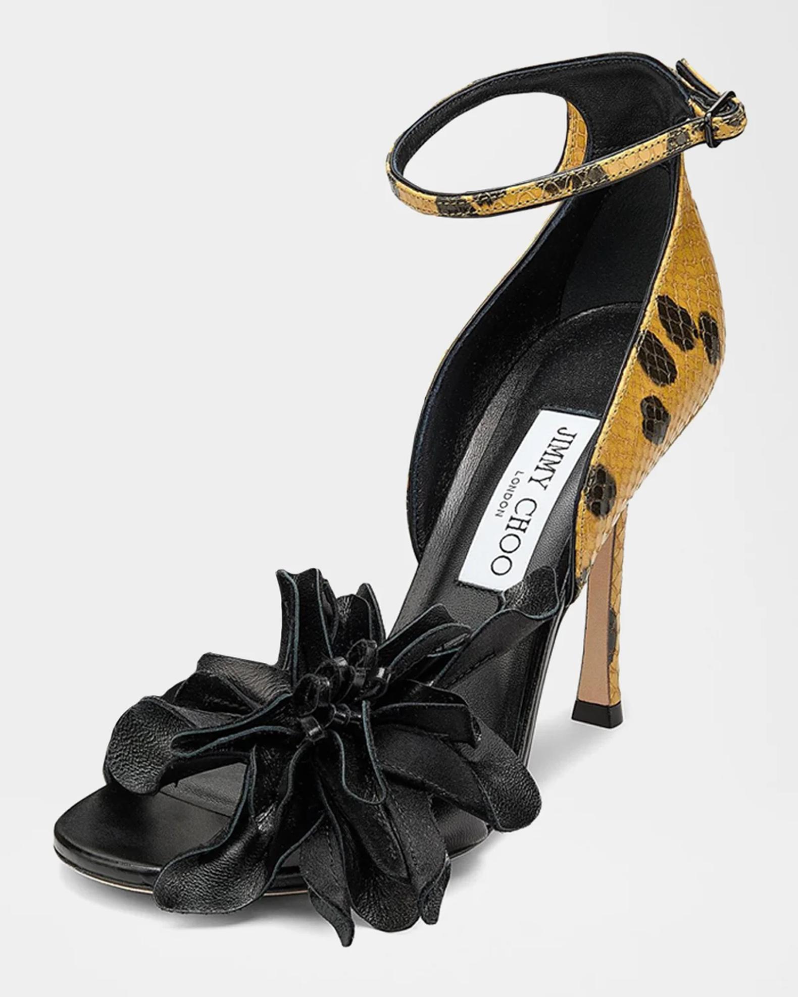 Jimmy Choo Coko 100MM Elaphe Sandals | Neiman Marcus