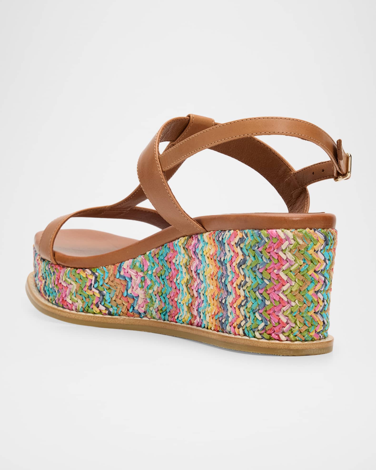 Jimmy Choo Theia 60mm Leather & Raffia Wedge Sandals | Neiman Marcus