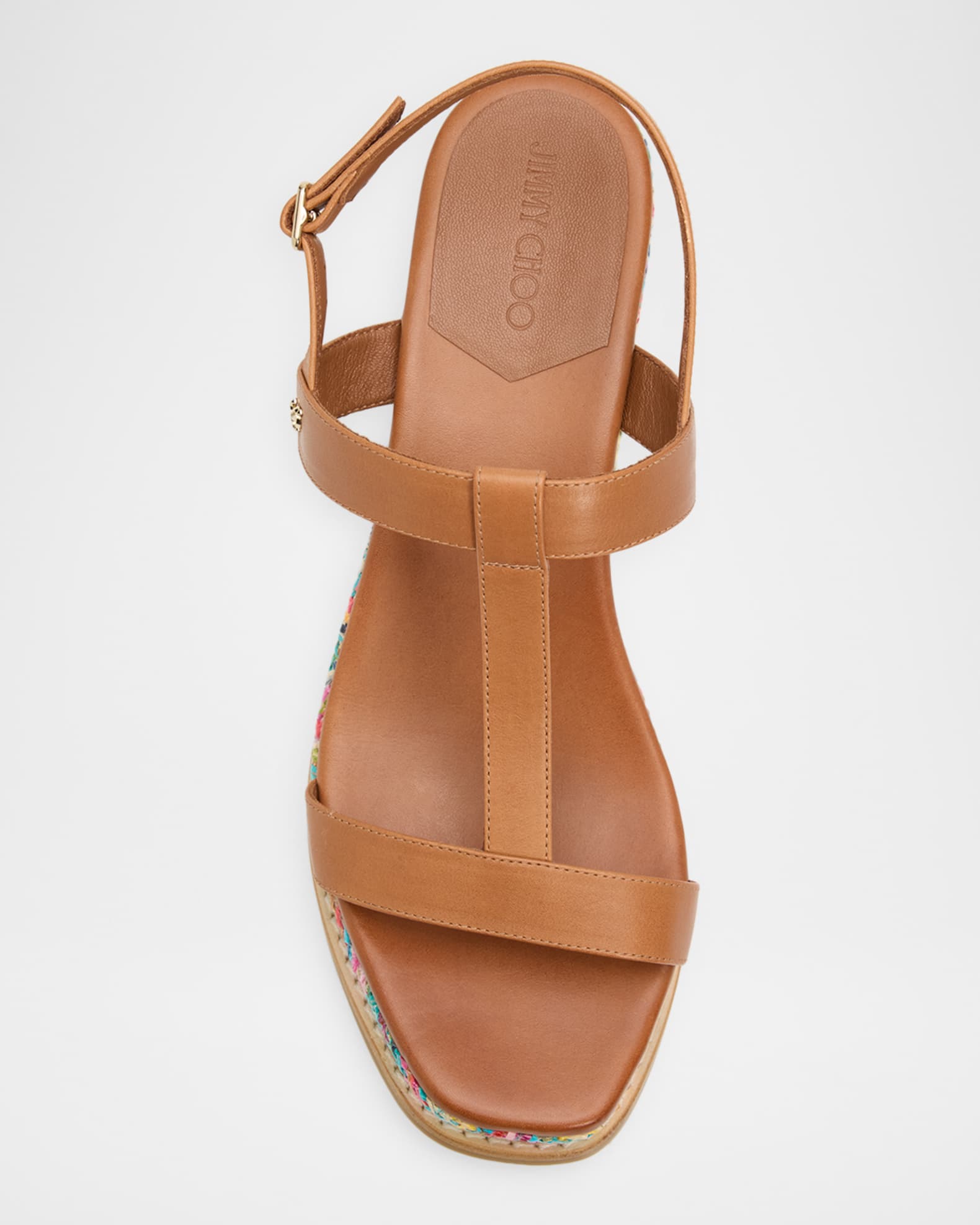 Jimmy Choo Theia 60mm Leather & Raffia Wedge Sandals | Neiman Marcus
