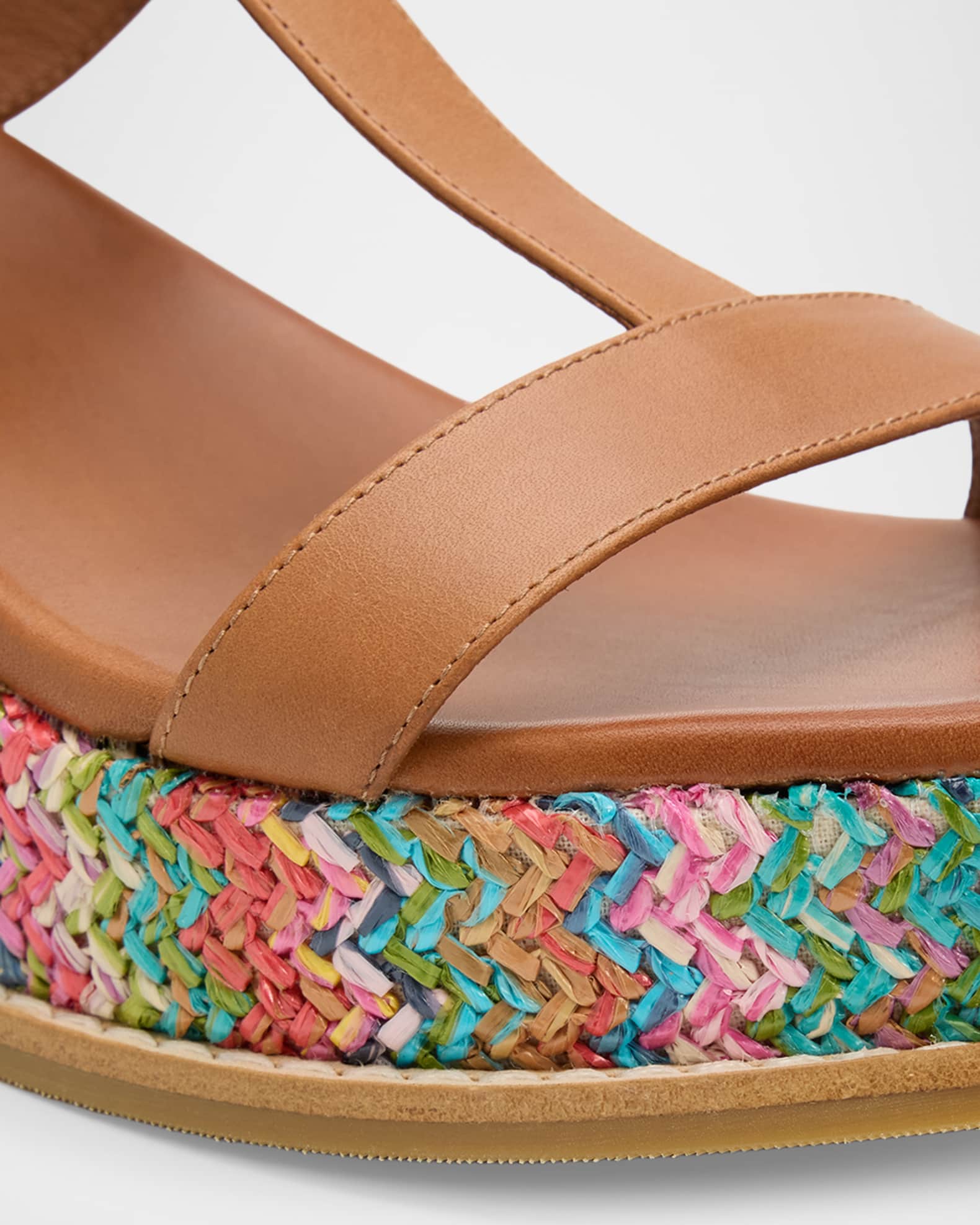 Jimmy Choo Theia 60mm Leather & Raffia Wedge Sandals | Neiman Marcus